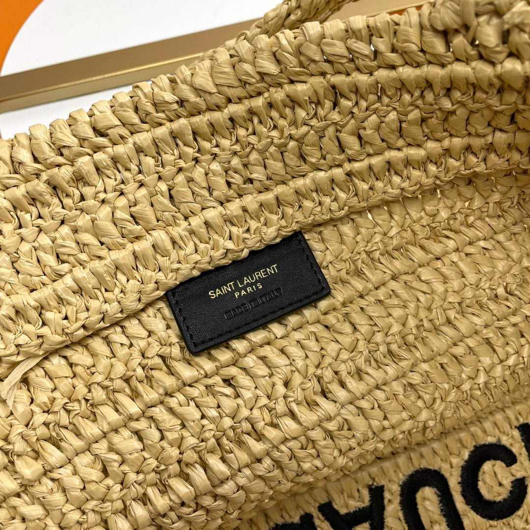 RIVE GAUCHE TOTE BAG 38 IN LIGHT YELLOW RAFFIA mysite