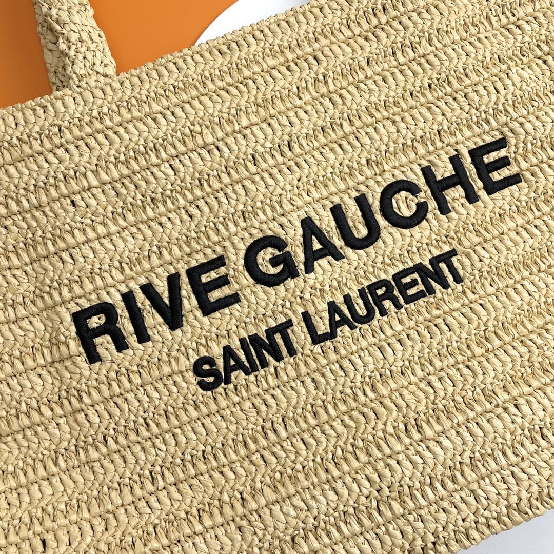 RIVE GAUCHE TOTE BAG 38 IN LIGHT YELLOW RAFFIA mysite