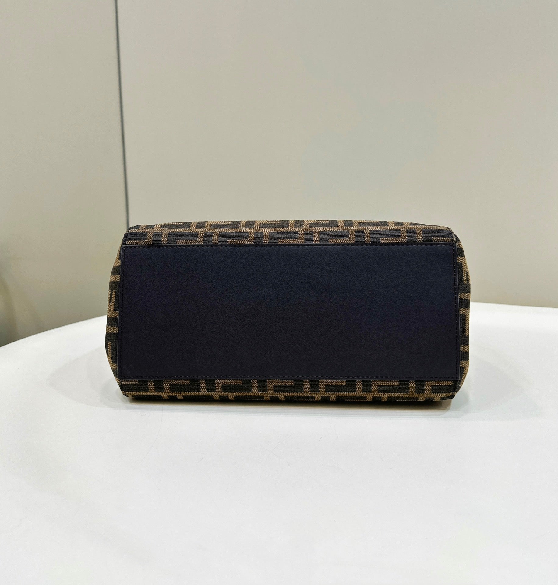FENDI ORIGAMI MEDIUM 27 BROWN MIX BLACK FF JACQUARD FABRIC BAG mysite