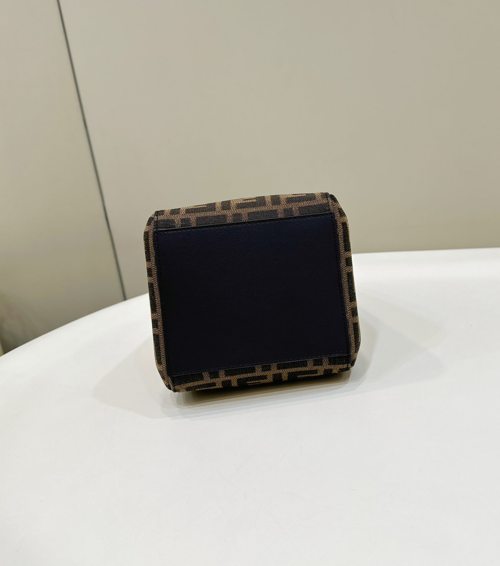 FENDI ORIGAMI MINI 19 BROWN MIX BLACK FF JACQUARD FABRIC BAG mysite