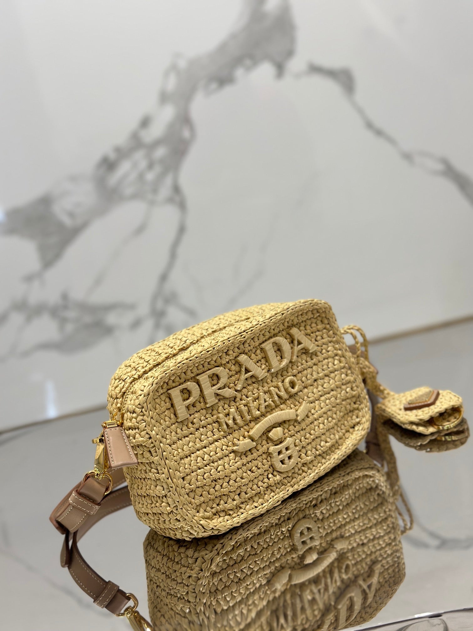 CAMERA BAG 20 IN BEIGE WOVEN RAFFIA mysite