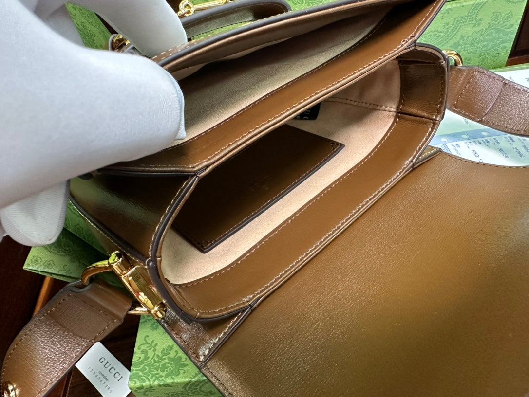 GG 18 HORSEBIT 1955 MINI BAG BEIGE CANVAS AND EBONY CALFSKIN mysite