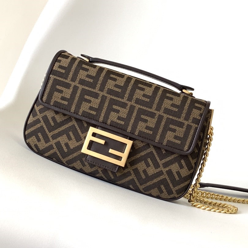 Fend Baguette 24 Brown FF Jacquard Fabric Bag Ghw mysite
