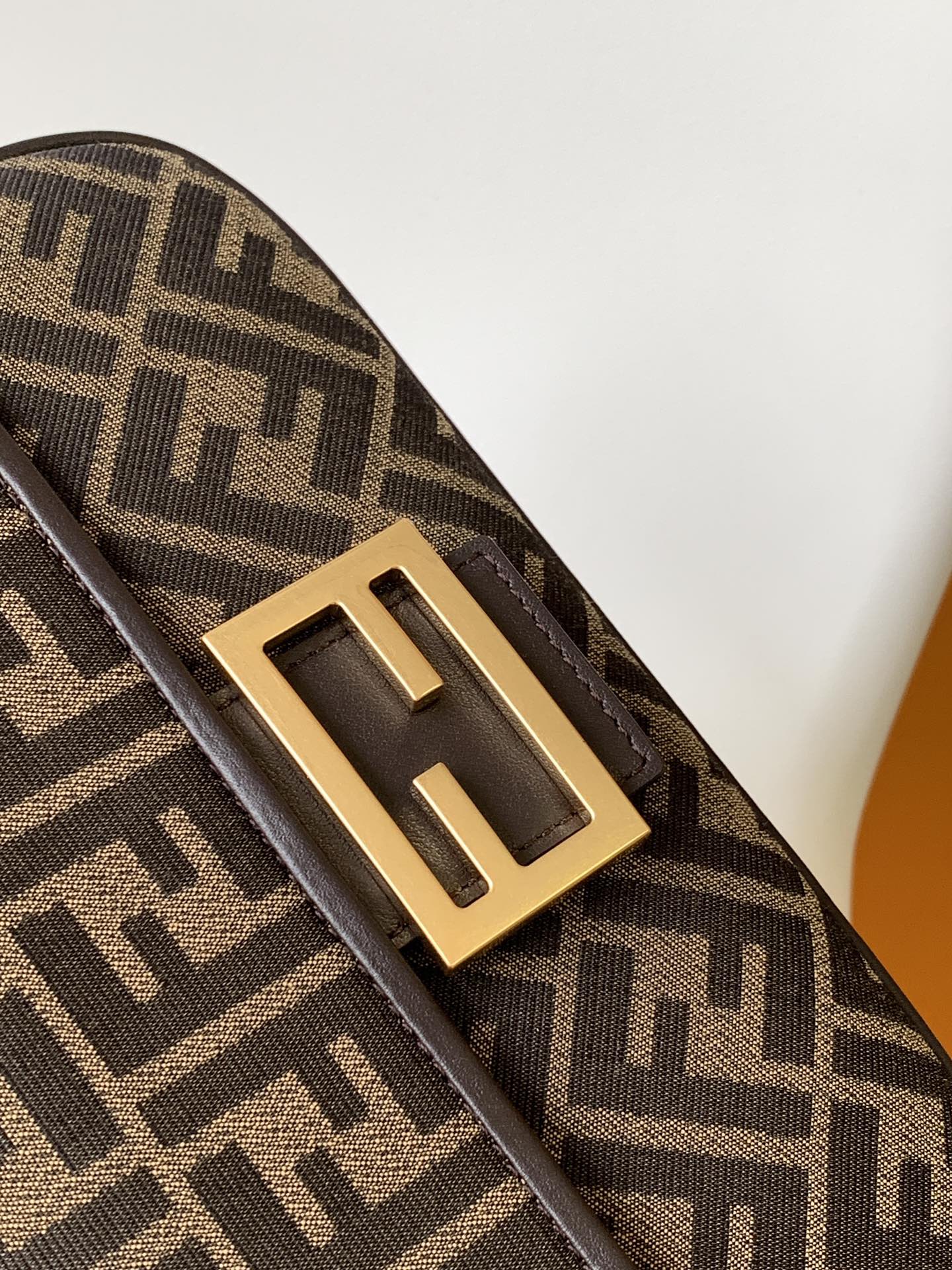 Fend Baguette 24 Brown FF Jacquard Fabric Bag Ghw mysite