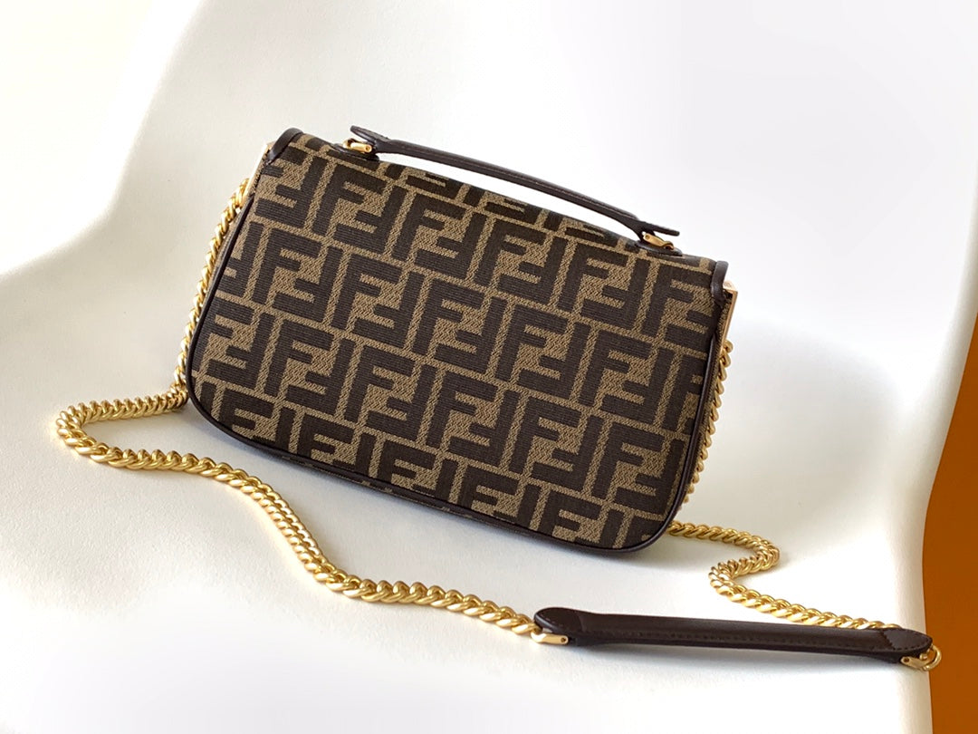 Fend Baguette 24 Brown FF Jacquard Fabric Bag Ghw mysite