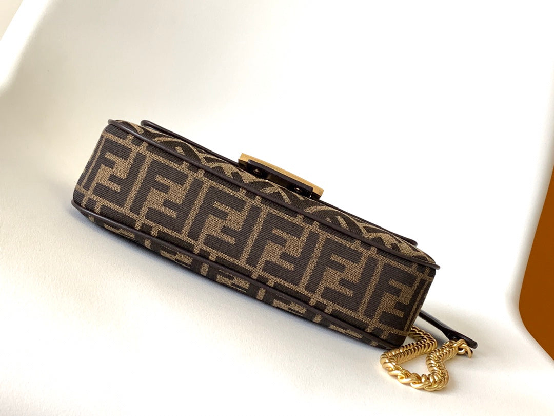 Fend Baguette 24 Brown FF Jacquard Fabric Bag Ghw mysite