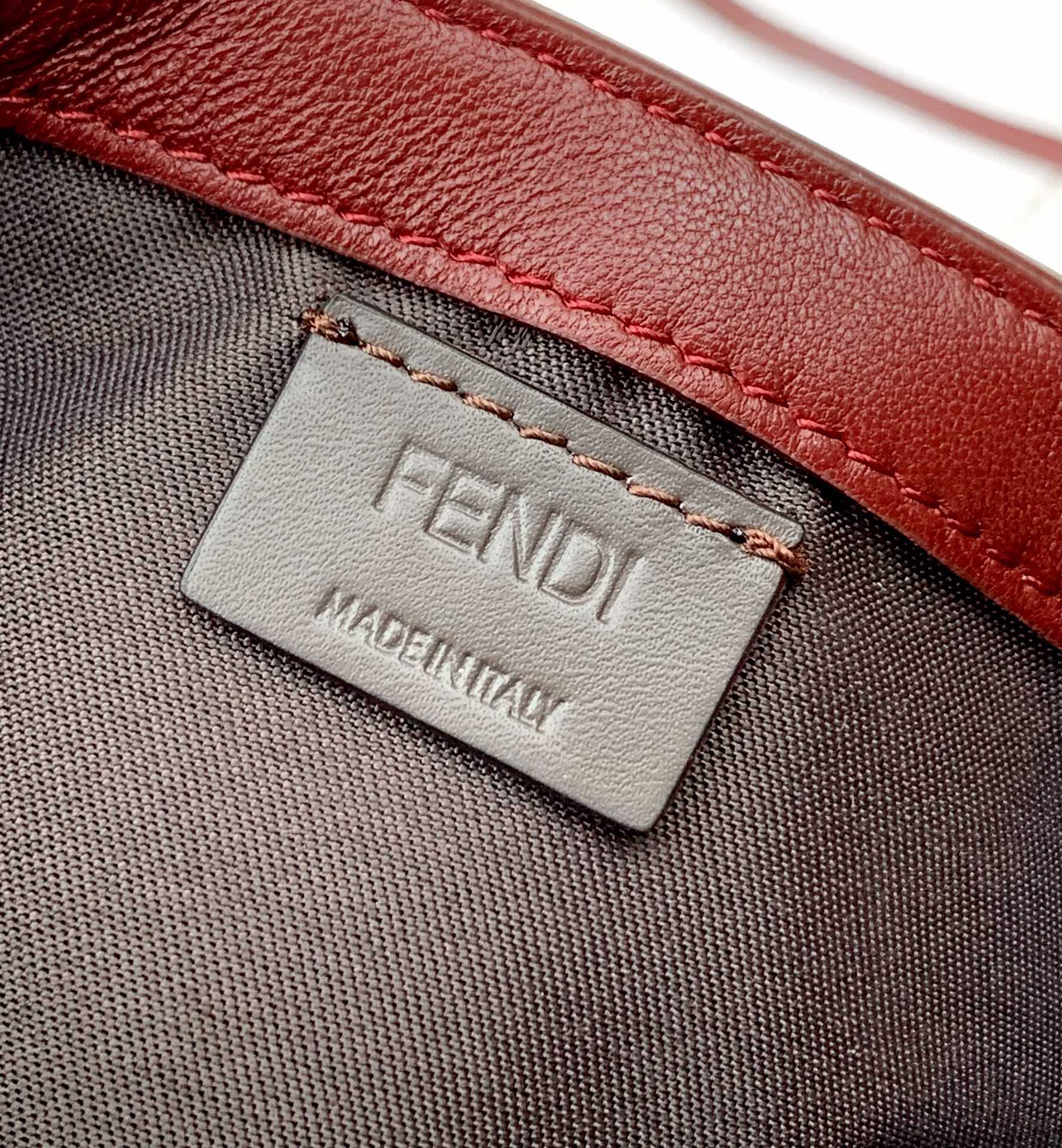Mini Baguette Bag 20 With FF Motif Burgundy Leather Ghw mysite