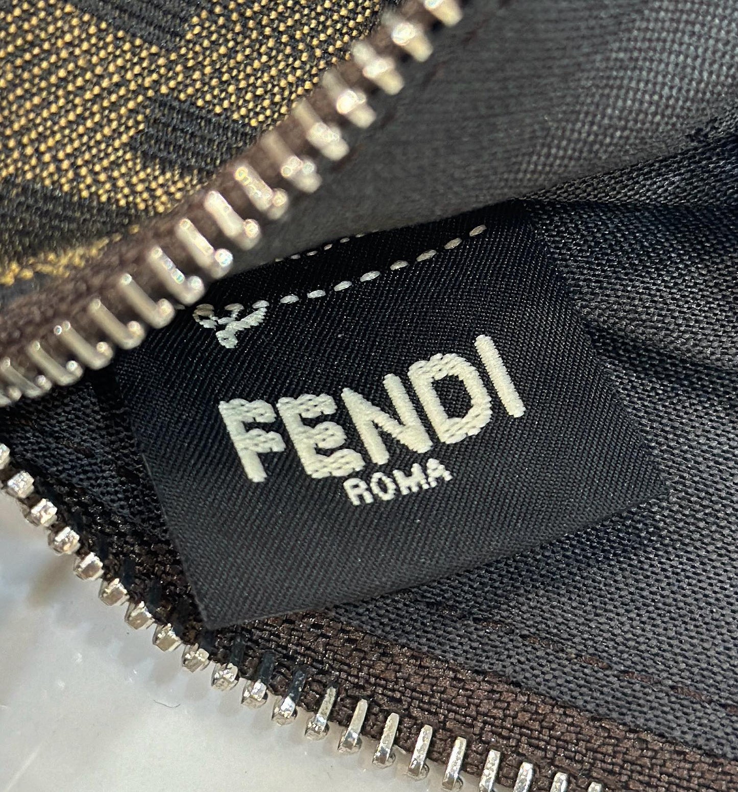 SHOULDER BAG 19 WITH FF MOTIF IN BROWN JACQUARD FABRIC mysite