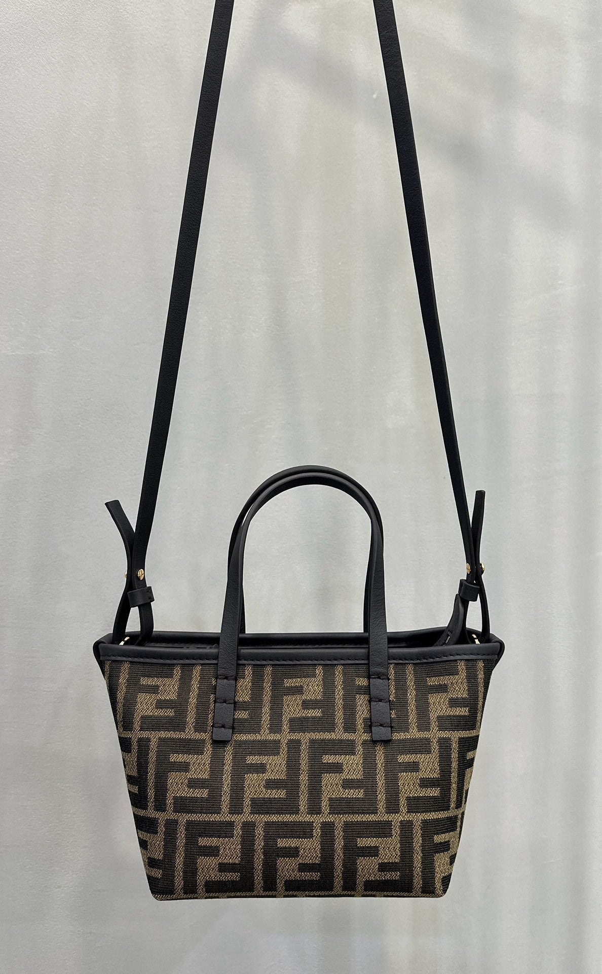 MINI ROLL BAG 15 BLACK MIX BROWN FF JACQUARD FABRIC mysite