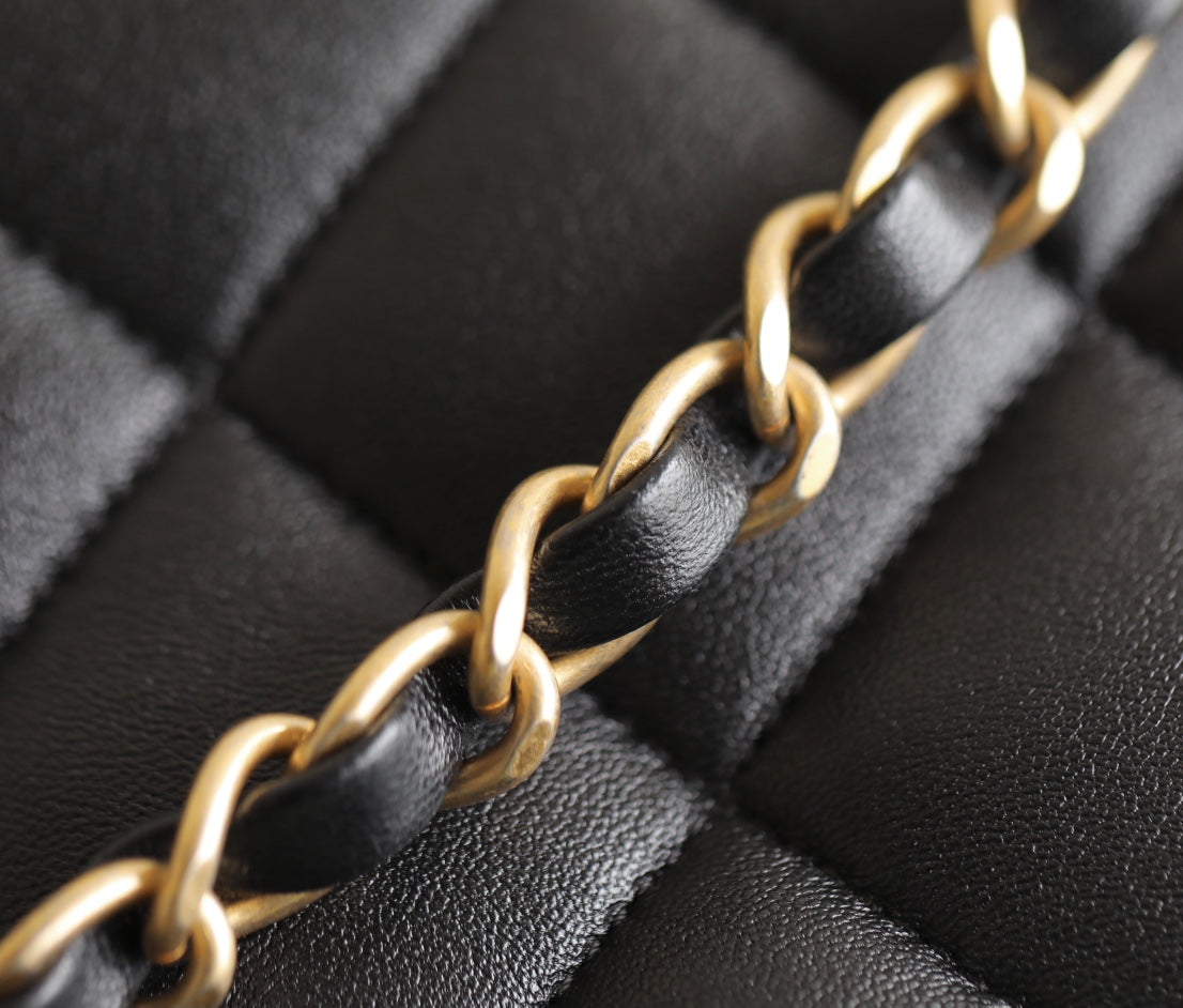 cc 24p hobo bag 28cm black lambskin gold hardware mysite
