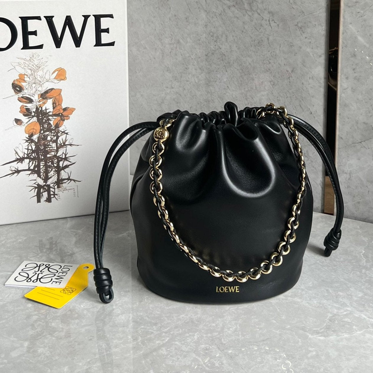 LOE 32 FLAMENCO PURSE BUCKET IN BLACK MELLOW NAPPA LAMBSKIN mysite