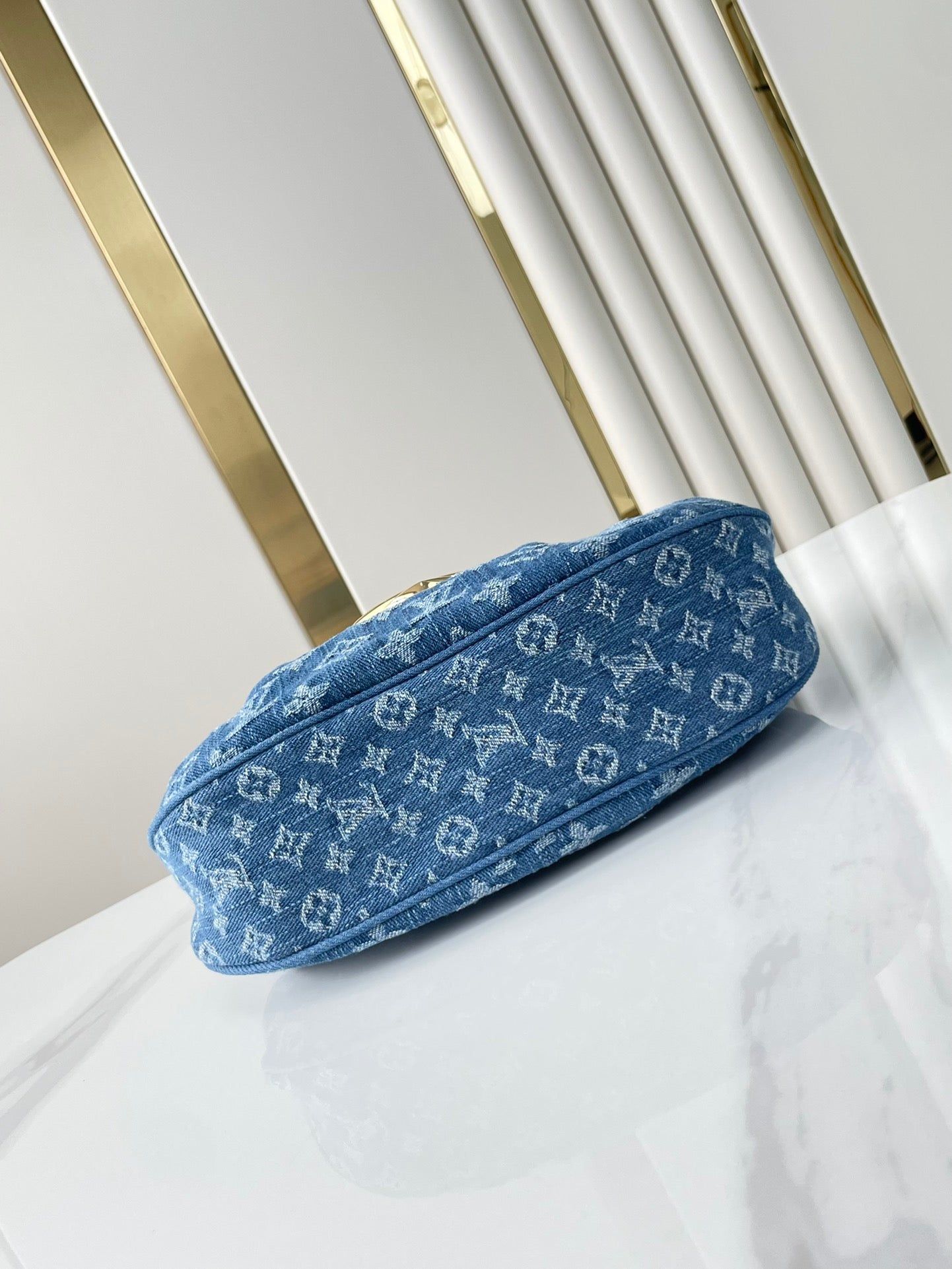 SUNSET 27 IN BLUE MONOGRAM DENIM GOLD BUCKLE mysite