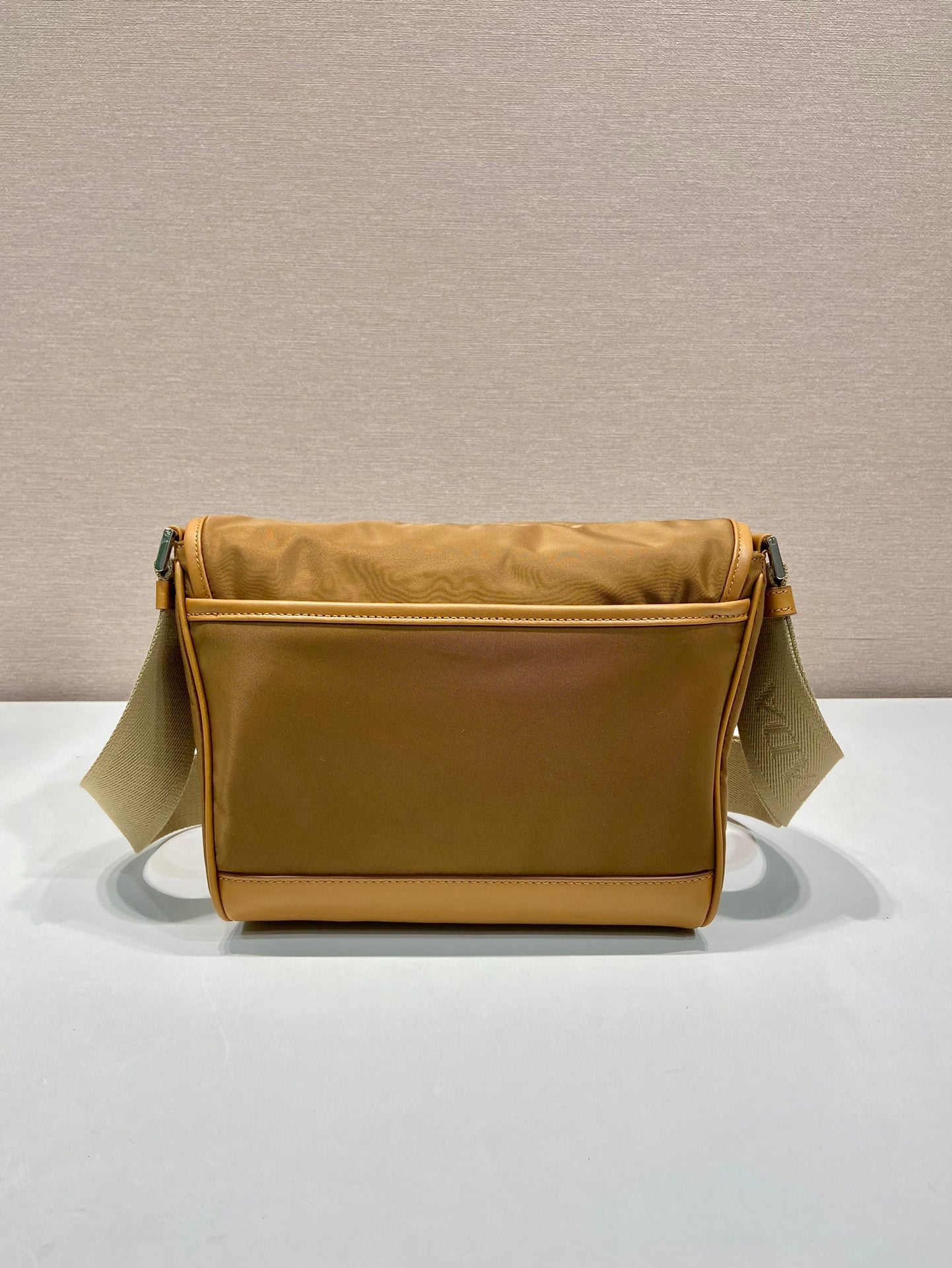 SMALL FLAP BAG 20 IN CIDER BROWN RE-NYLON AND CALFSKIN TRIM mysite