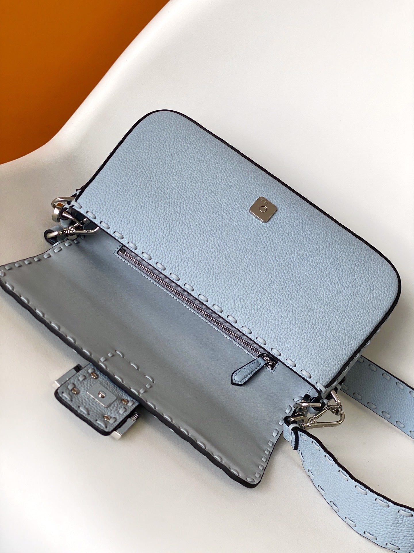 Fend Baguette 27 Bag Baby Blue Calfskin Shw mysite