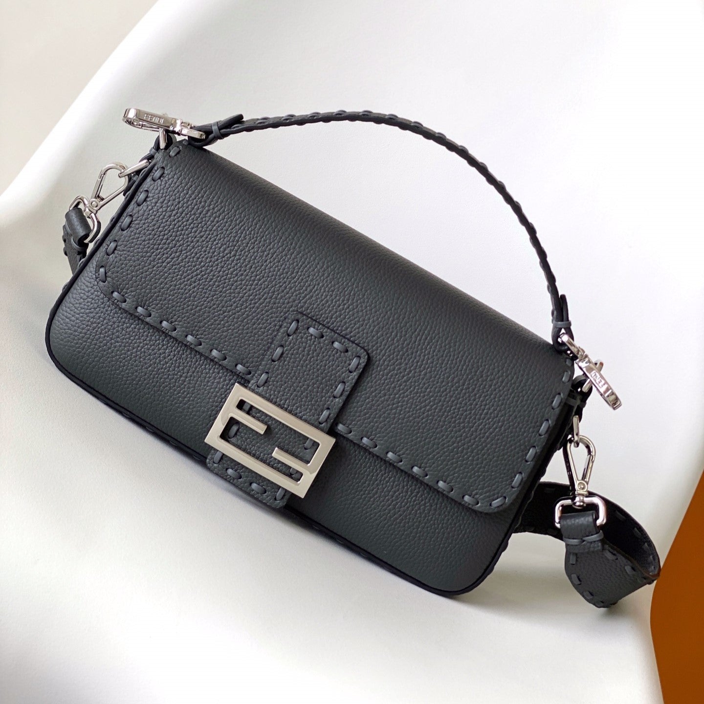 Fend Baguette 27 Bag Black Calfskin Shw mysite