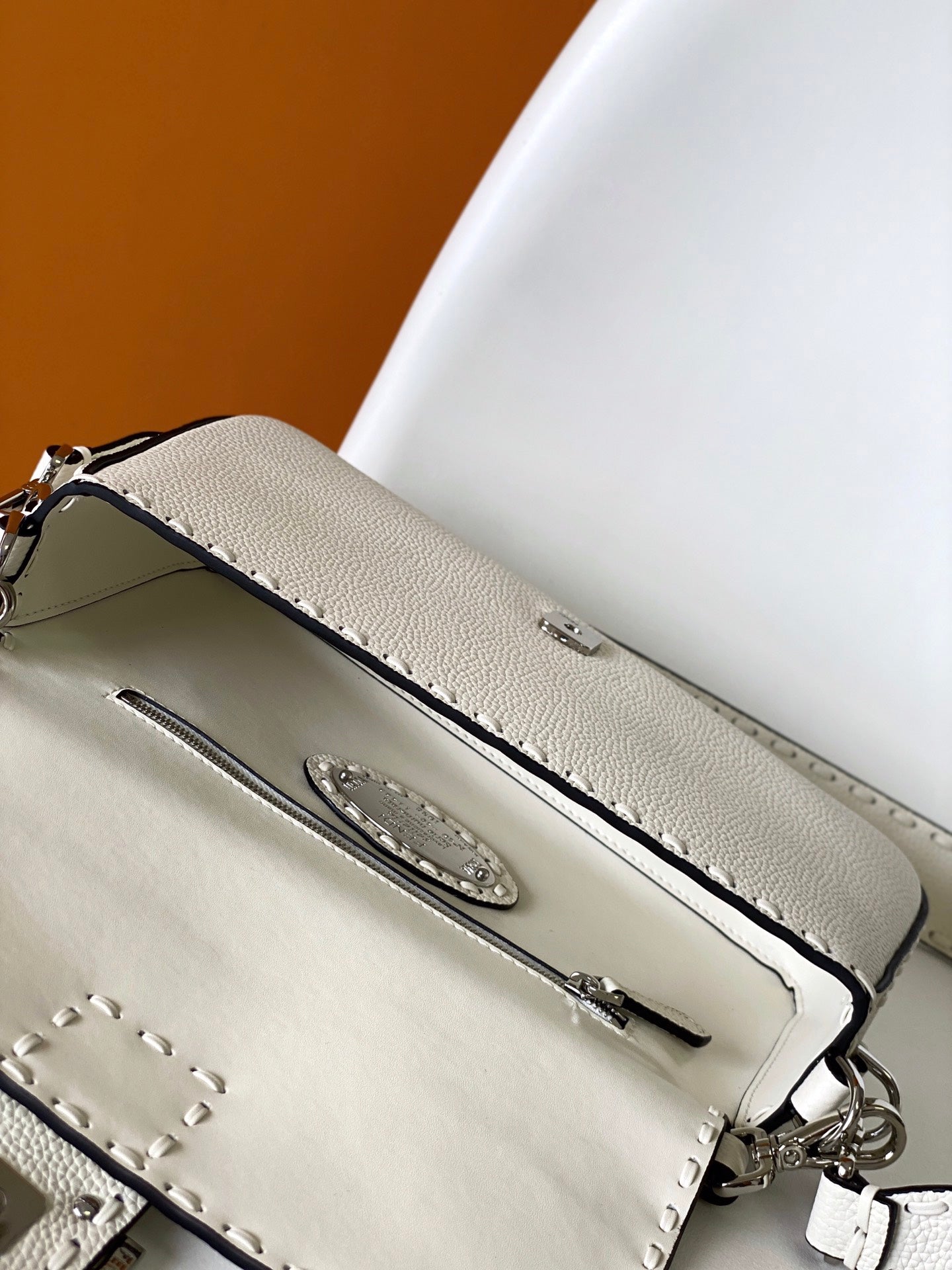 Fend Baguette 27 Bag White Calfskin Shw mysite