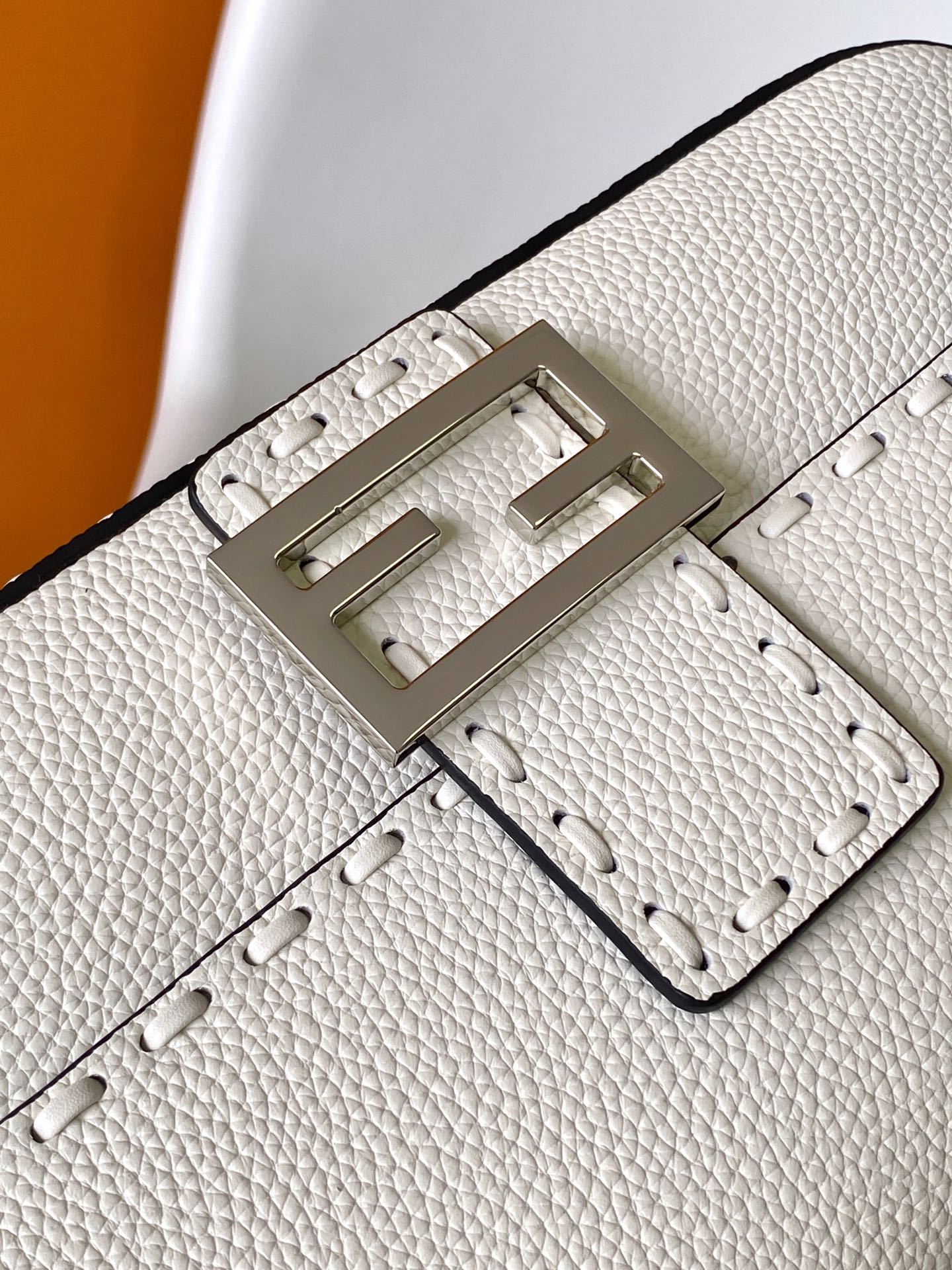 Fend Baguette 27 Bag White Calfskin Shw mysite