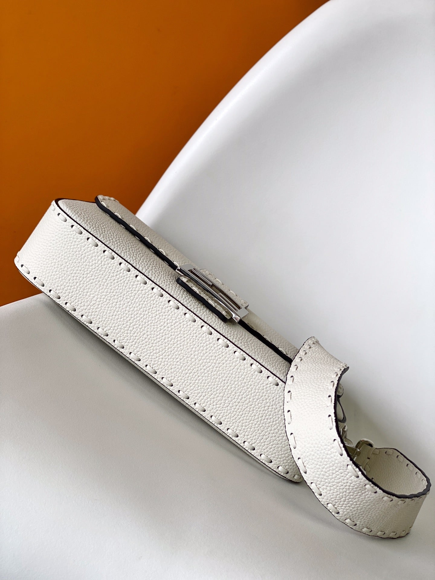Fend Baguette 27 Bag White Calfskin Shw mysite