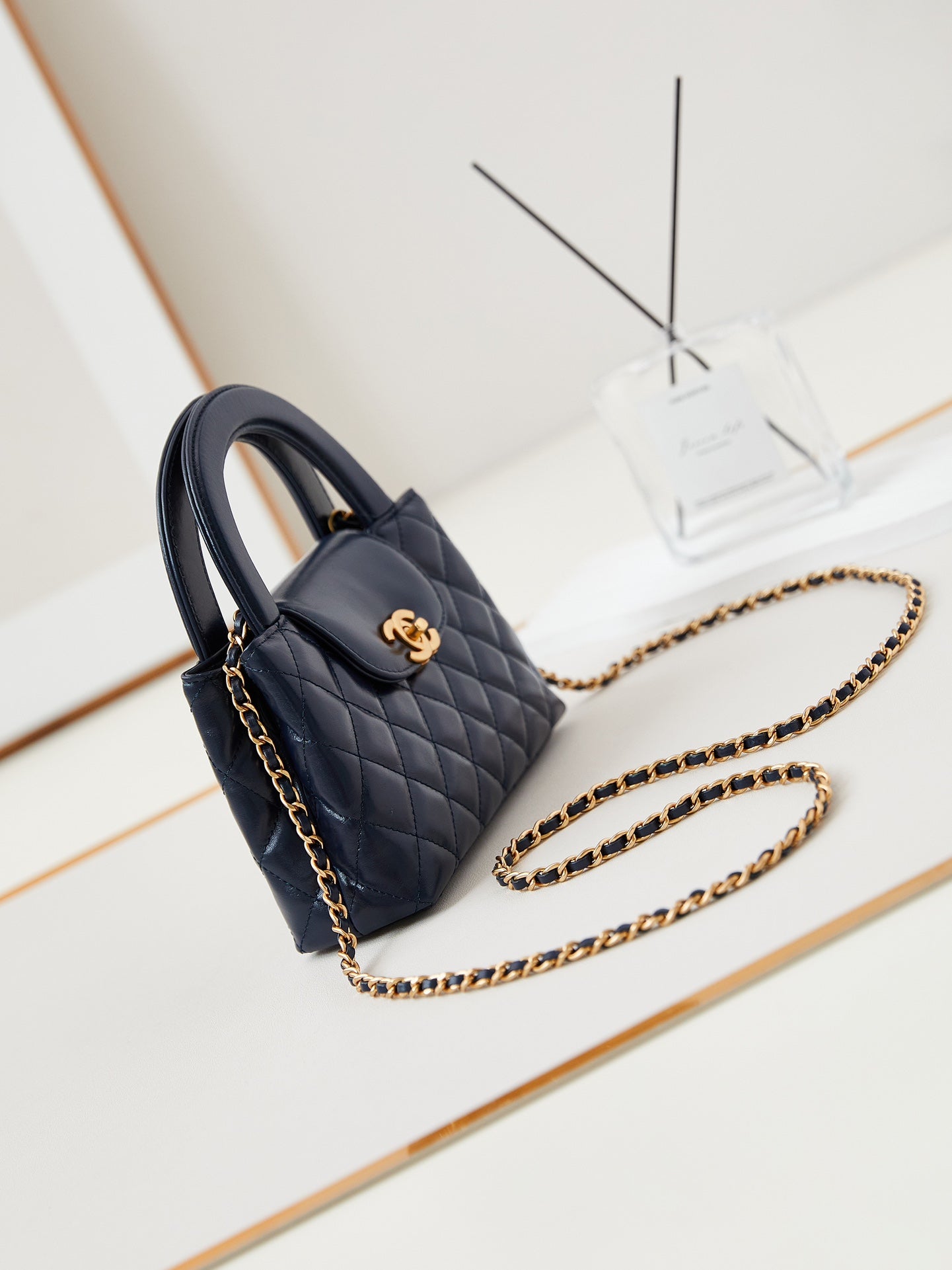 cc 24a nano 19cm kelly shopper bag navy blue lambskin mysite