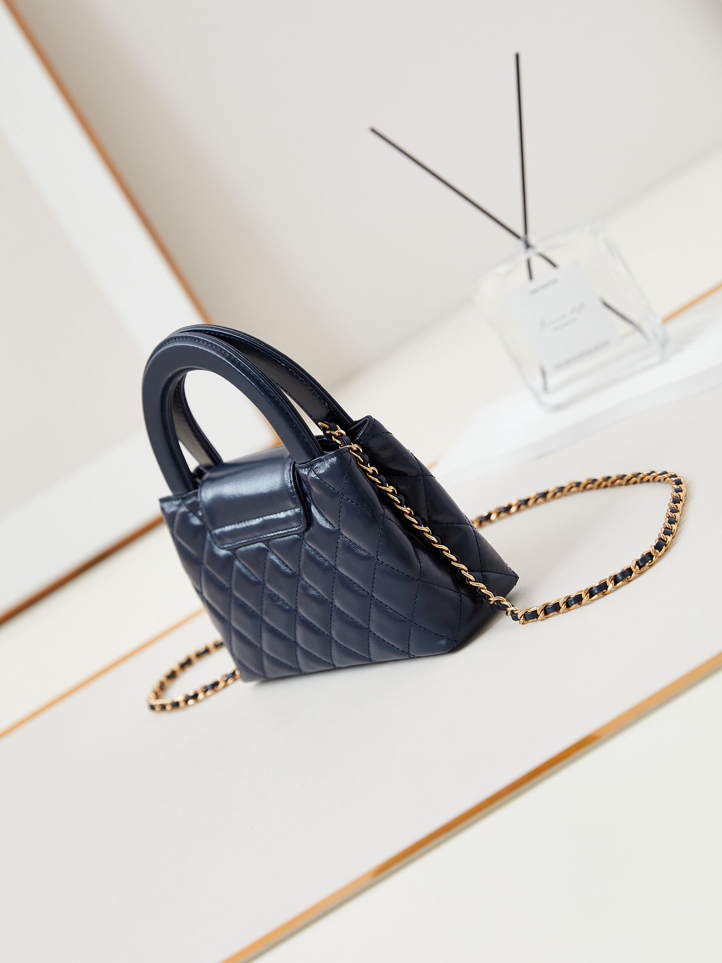 cc 24a nano 19cm kelly shopper bag navy blue lambskin mysite