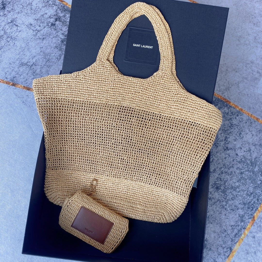 icare 58cm woven raffia brown calfskin mysite