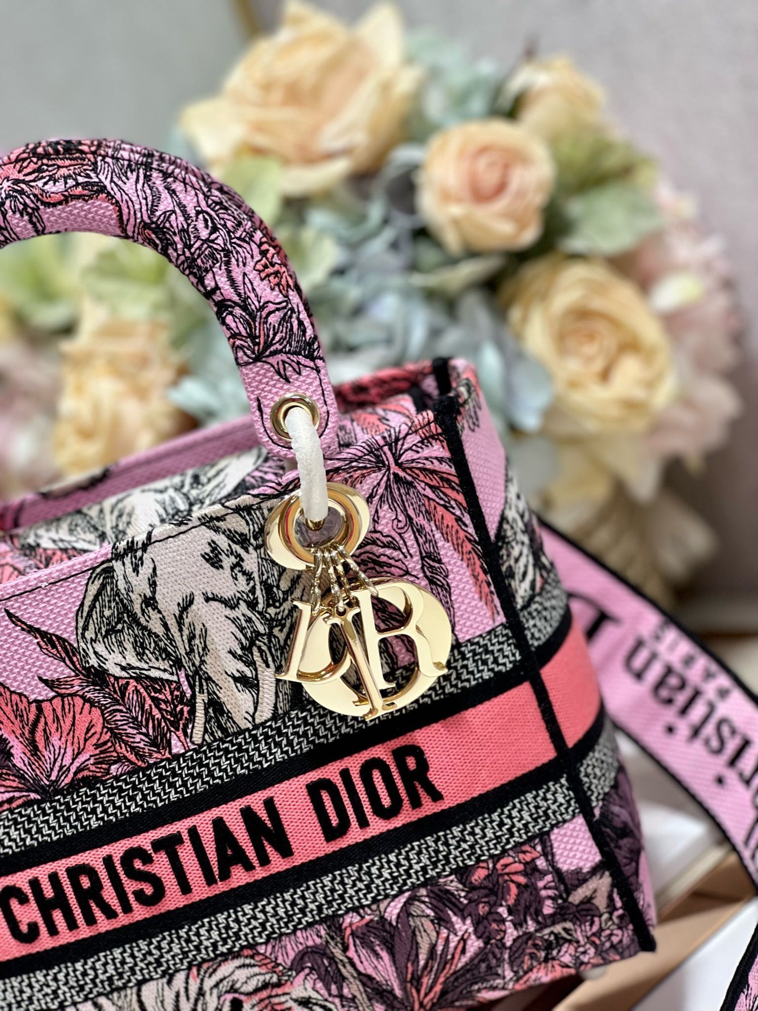 CD Elephant Pink 24 Lady Dior Bag Canvas 336676 mysite