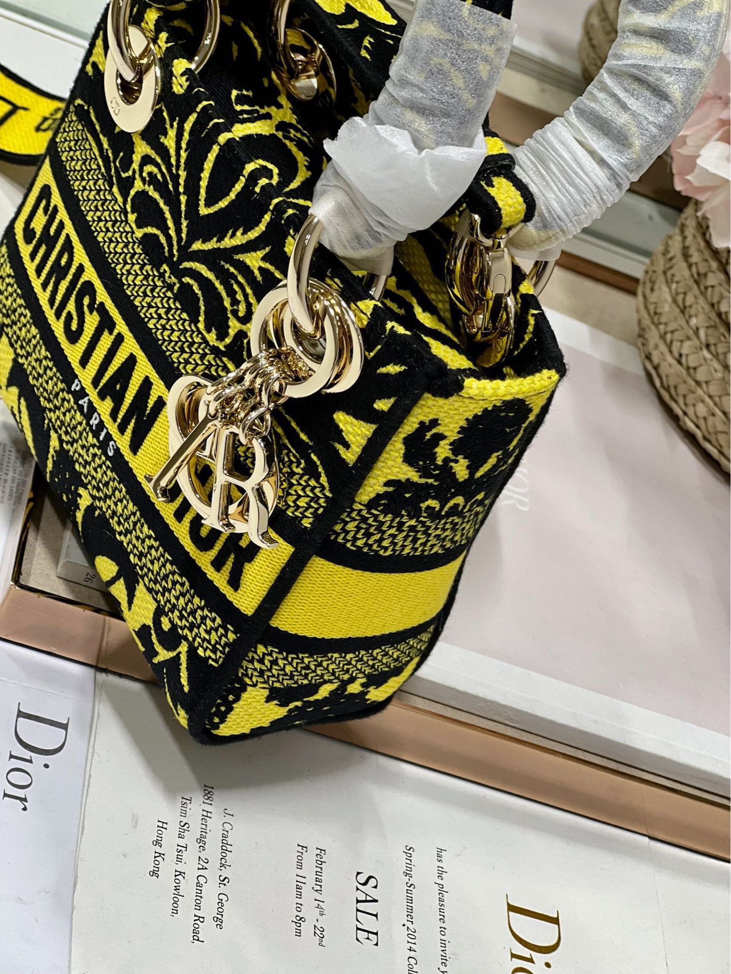 CD Flame Yellow 17 Lady Dior Bag Canvas 336745 mysite