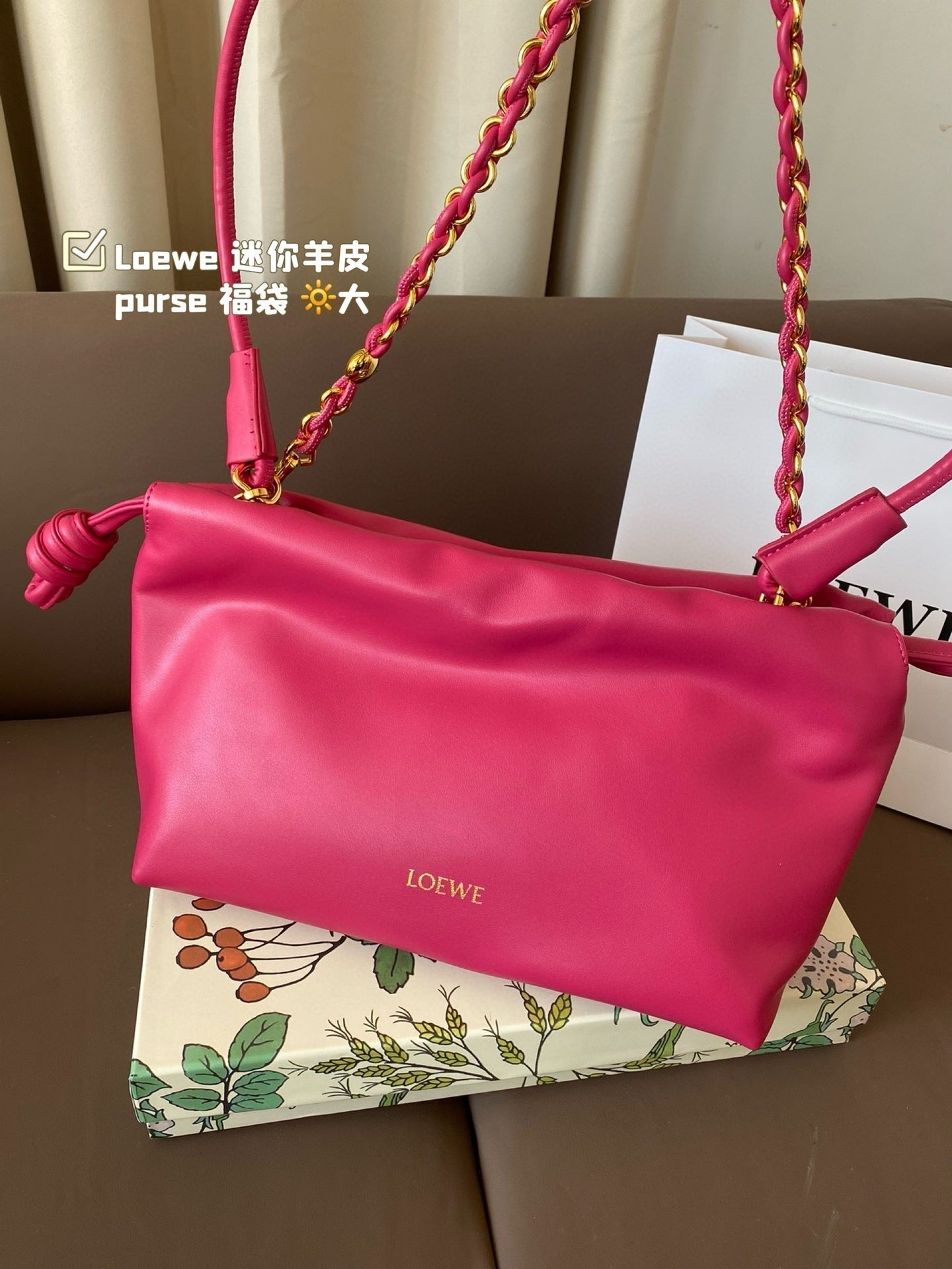 LOE MEDIUM 28 FLAMENCO PURSE IN BRIGHT PINK NAPPA LAMBSKIN mysite