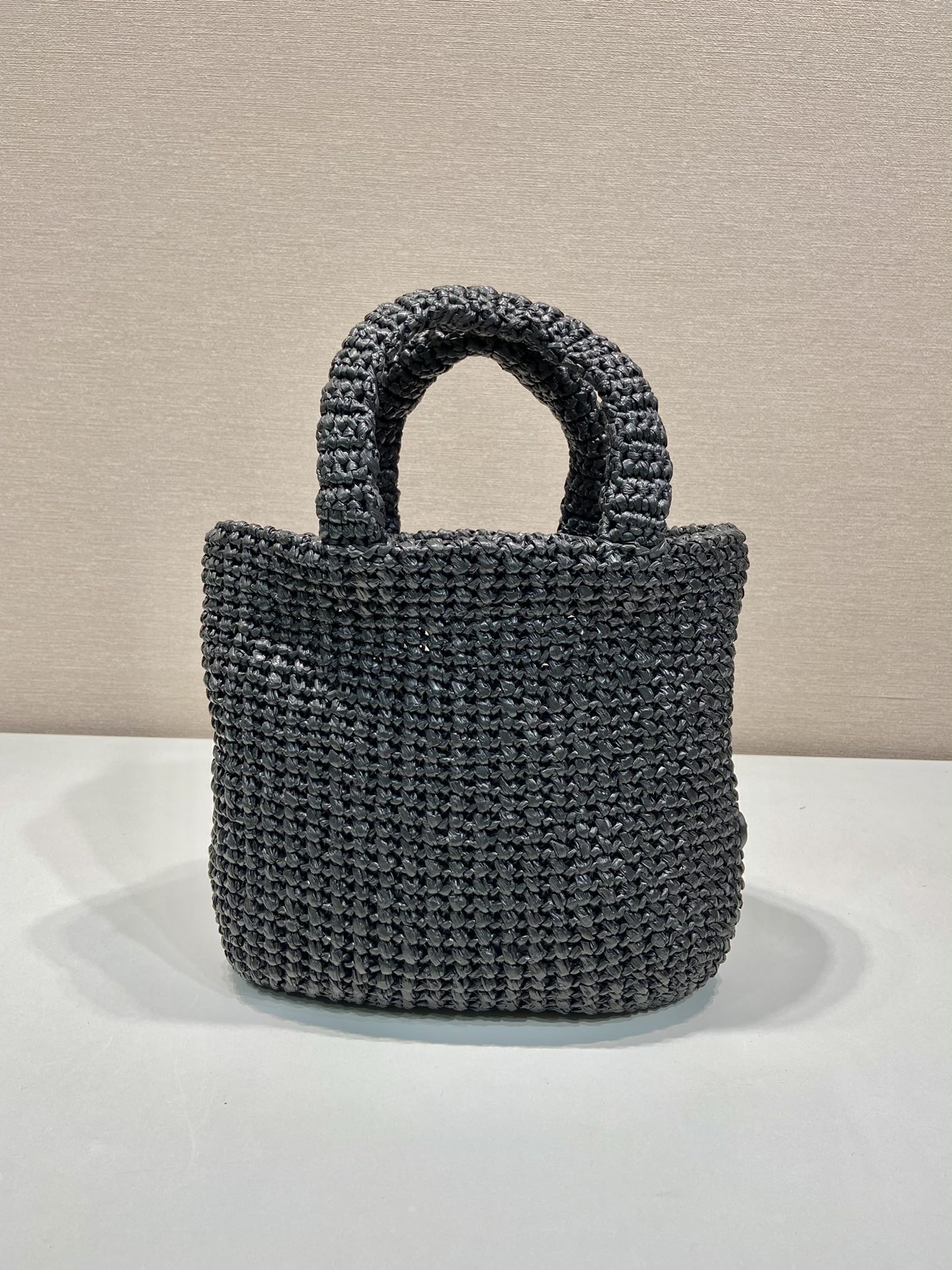 SMALL CROCHET TOTE BAG 24 IN BLACK MIX YELLOW RAFFIA mysite