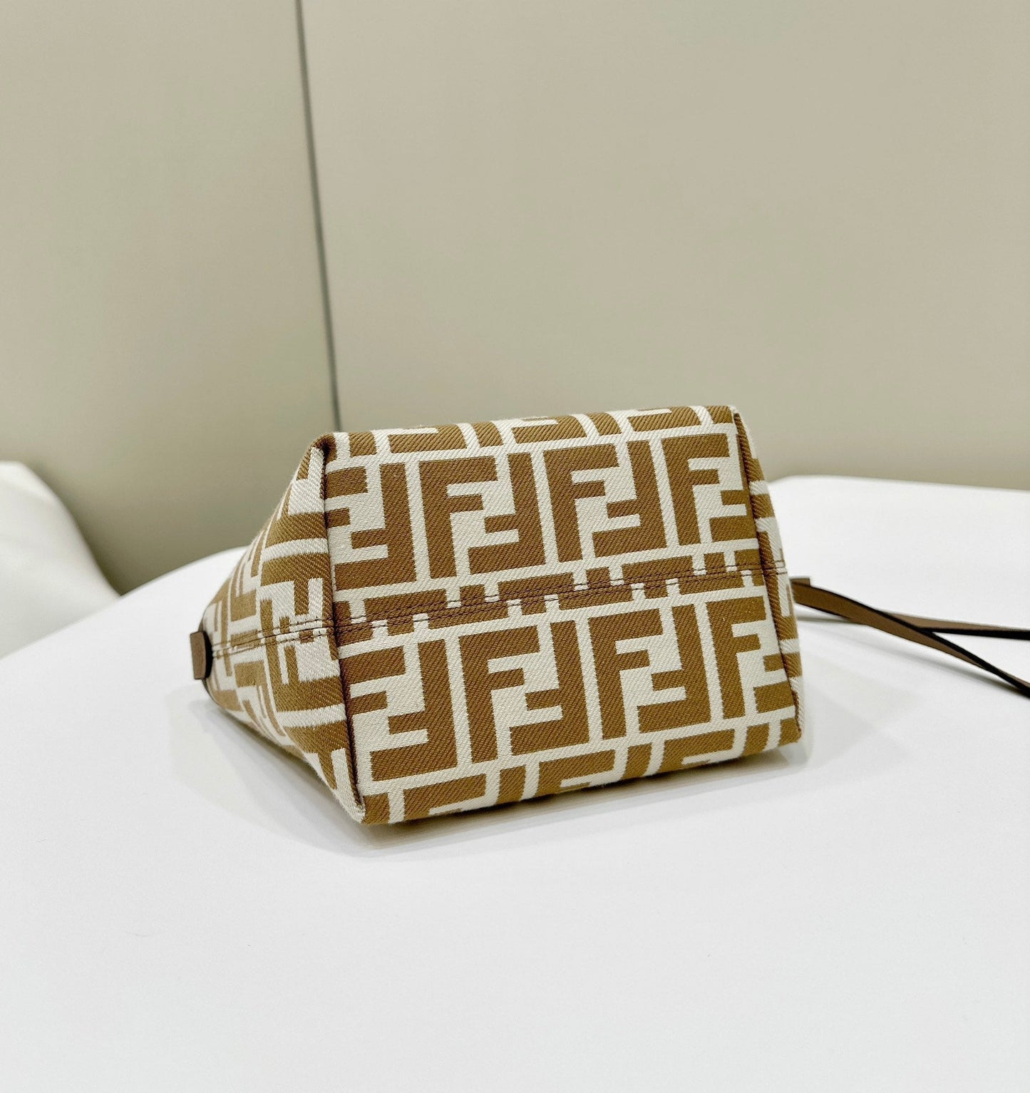 MINI ROLL BAG 15 PEANUT BROWN MIX WHITE FF JACQUARD FABRIC mysite