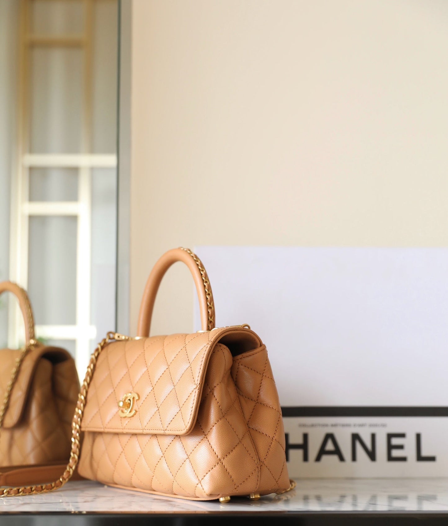 coco handle flap bag 24cm brown quilted caviar leather mysite