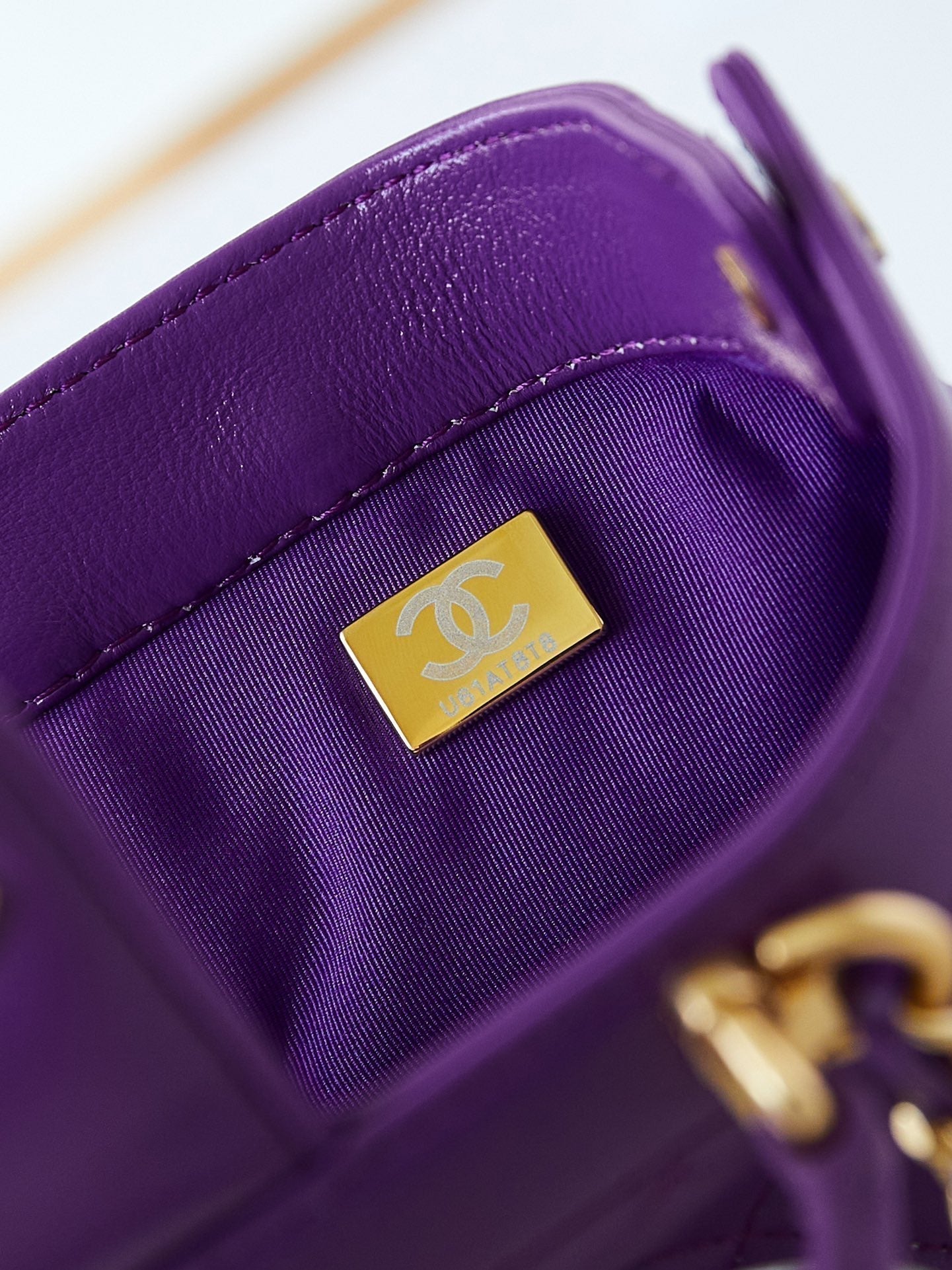 CC 24A Top Handle 18cm Purple Wax Leather Gold Hardware 238467 mysite