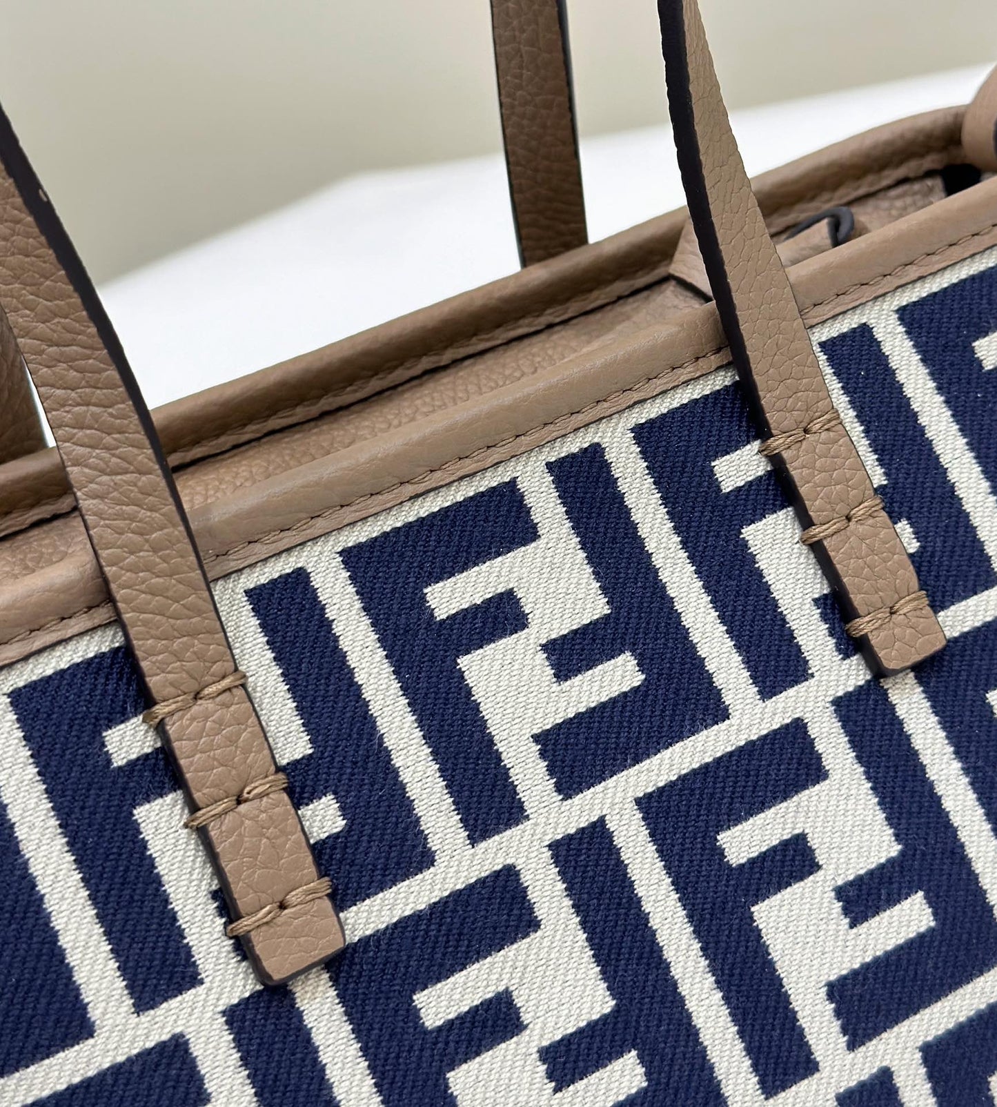 MINI ROLL BAG 15 MIDNIGHT BLUE MIX WHITE FF JACQUARD FABRIC mysite