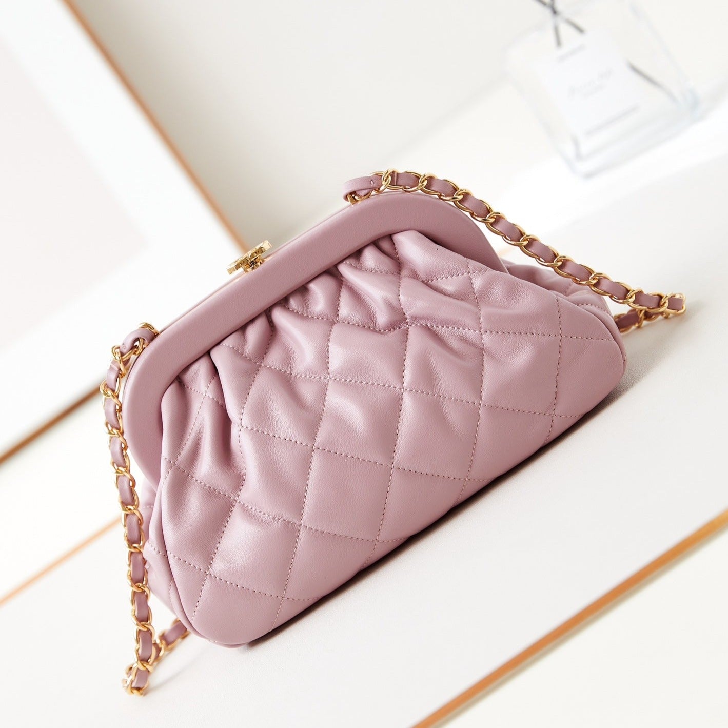 24a clutch 24cm light pink lambskin gold hardware mysite