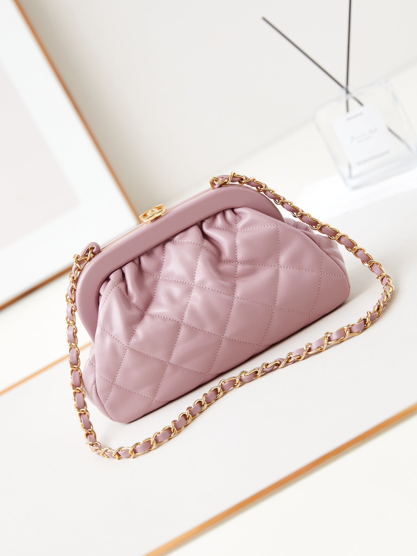 24a clutch 24cm light pink lambskin gold hardware mysite