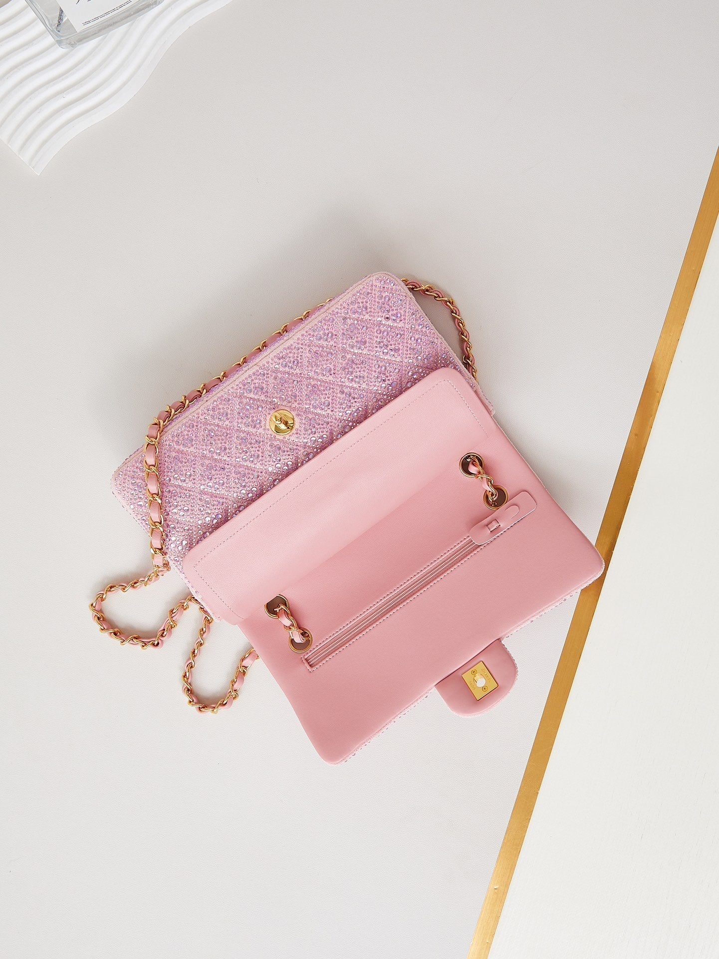 24b medium flap bag 25cm pink lambskin silver purple diamond mysite