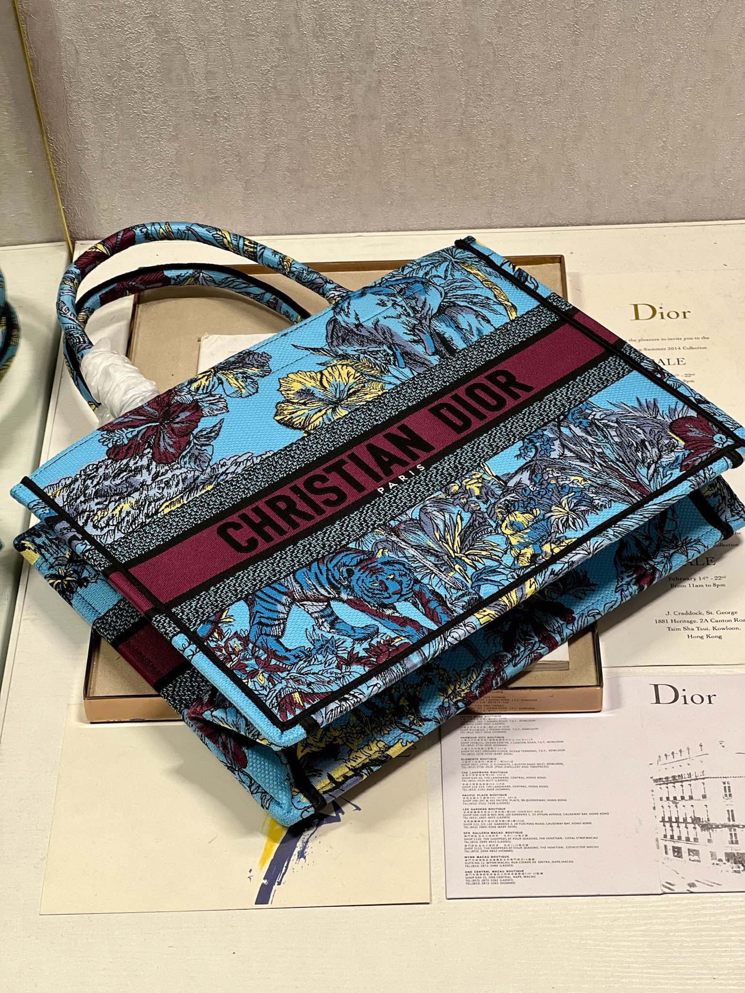 CD Elephant Blue Book Tote 36cm Bag Canvas 336549 mysite