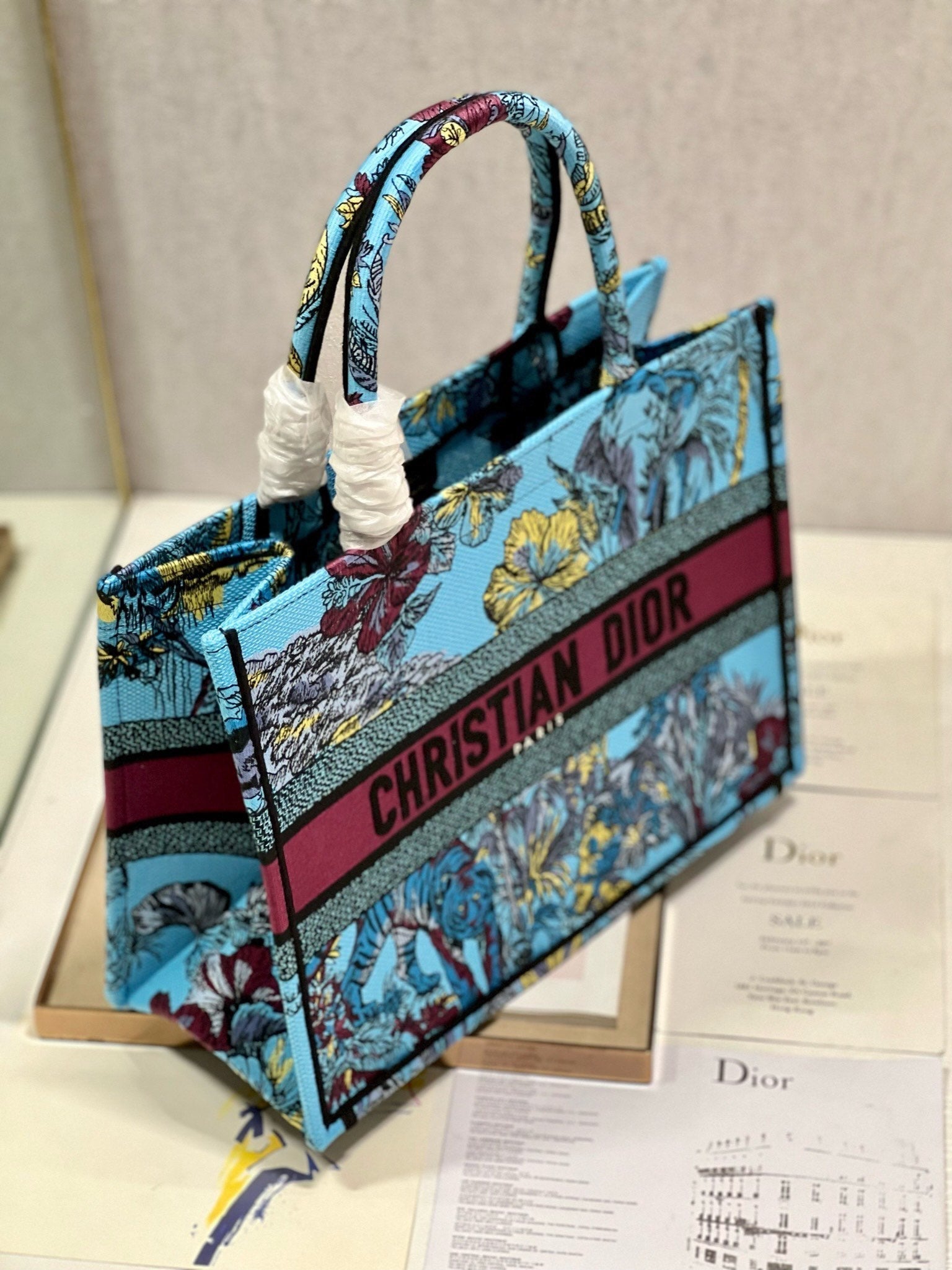 CD Elephant Blue Book Tote 36cm Bag Canvas 336549 mysite