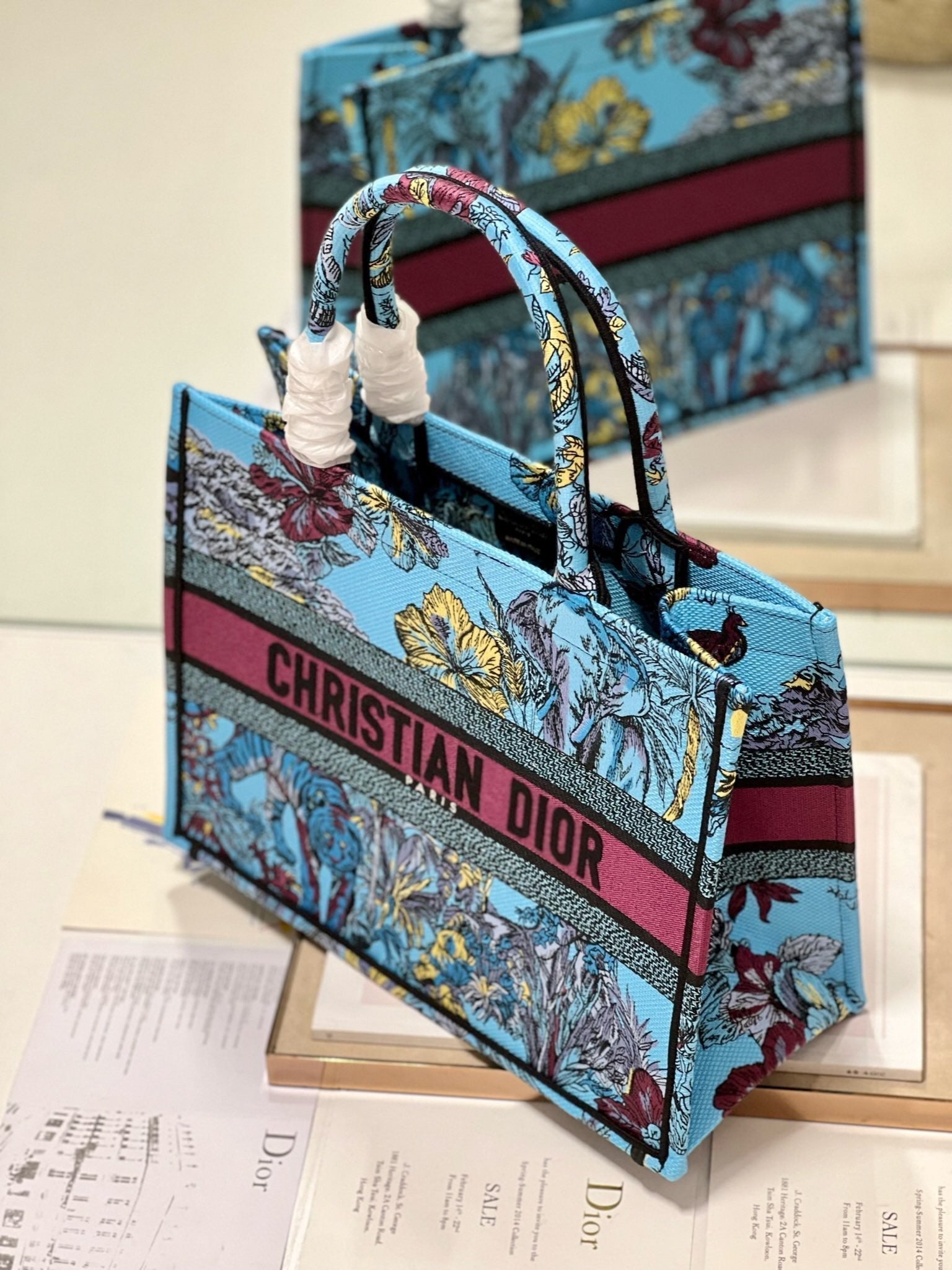 CD Elephant Blue Book Tote 36cm Bag Canvas 336549 mysite