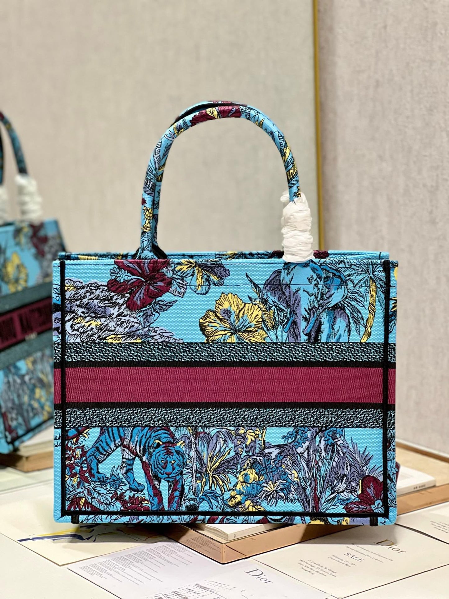 CD Elephant Blue Book Tote 36cm Bag Canvas 336549 mysite