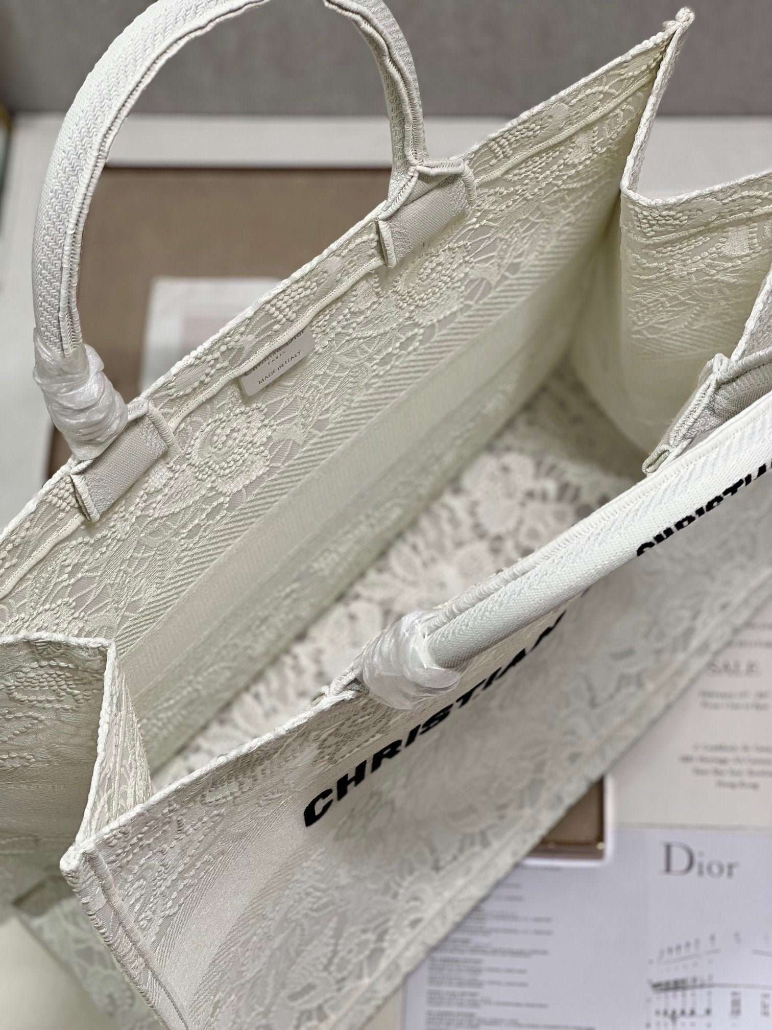 CD Mesh White Book Tote 42cm Bag Canvas 336561 mysite