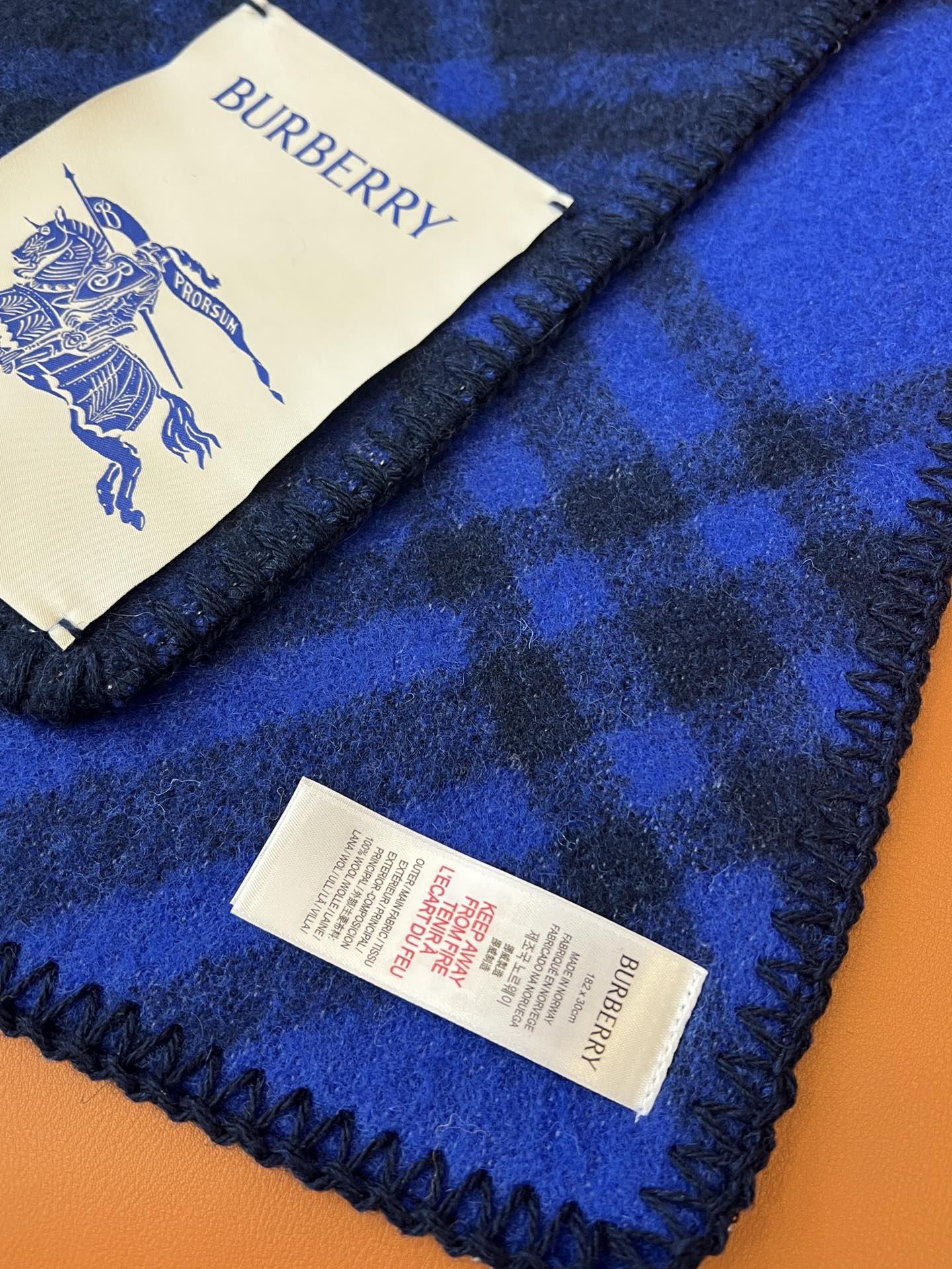 CHECK WOOL 182 CM SCARF NAVY BLUE 405049 mysite