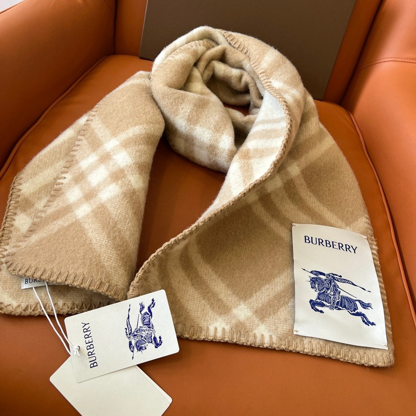 CHECK WOOL 182 CM SCARF CAMEL BROWN 405051 mysite