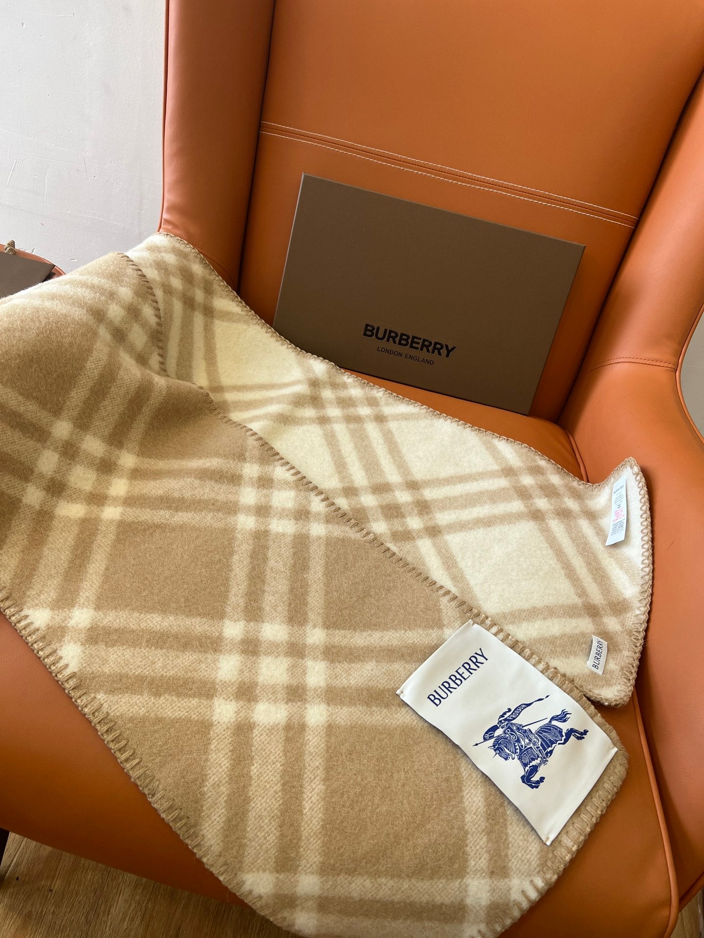 CHECK WOOL 182 CM SCARF CAMEL BROWN 405051 mysite