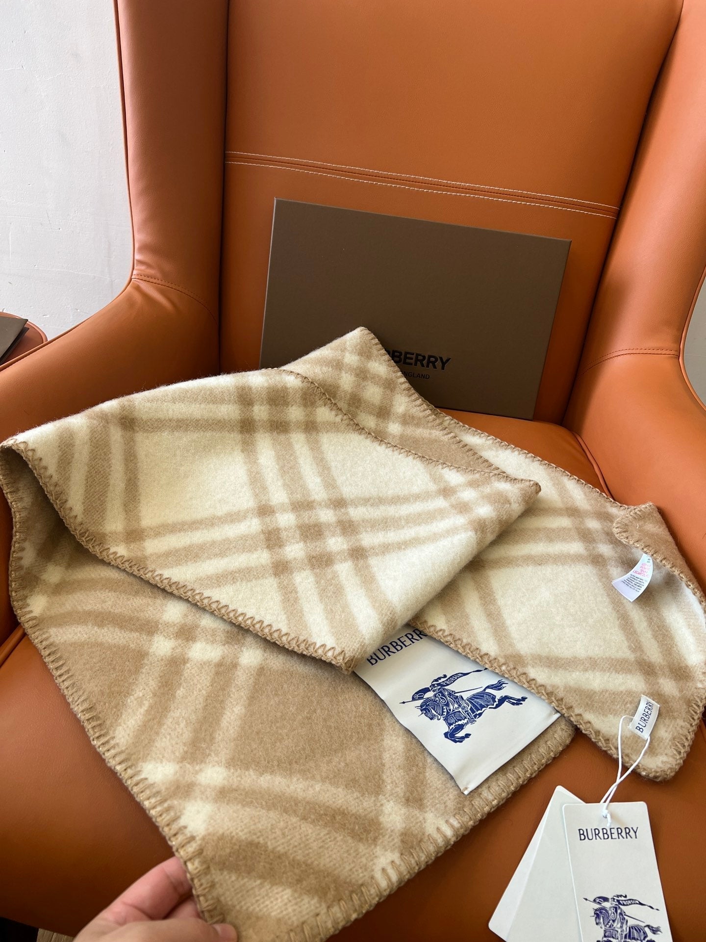 CHECK WOOL 182 CM SCARF CAMEL BROWN 405051 mysite