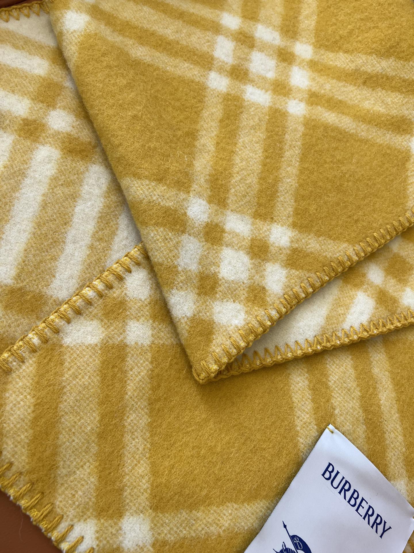 CHECK WOOL 182 CM SCARF AMBER YELLOW 405053 mysite