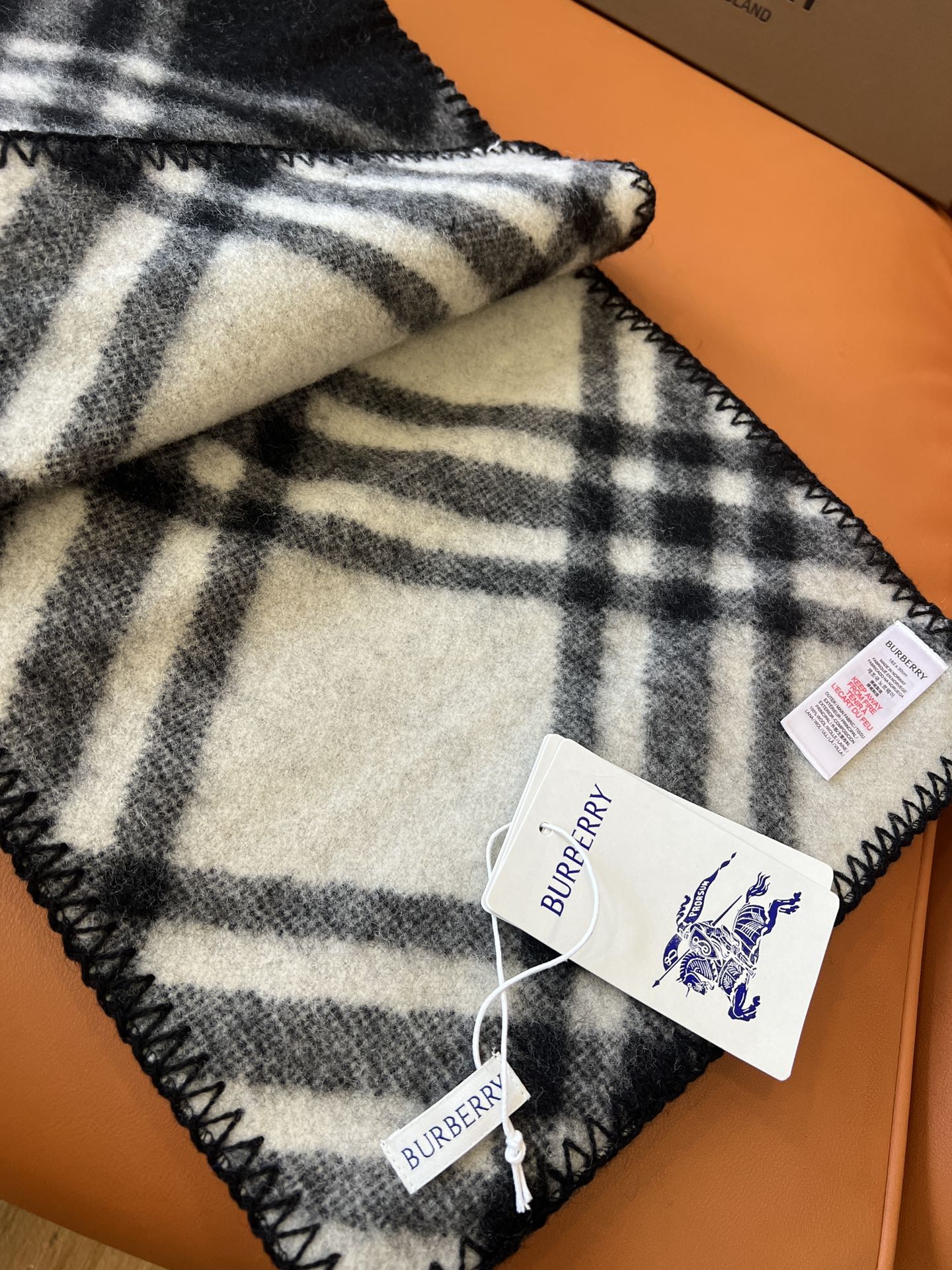 CHECK WOOL 182 CM SCARF BLACK 405055 mysite