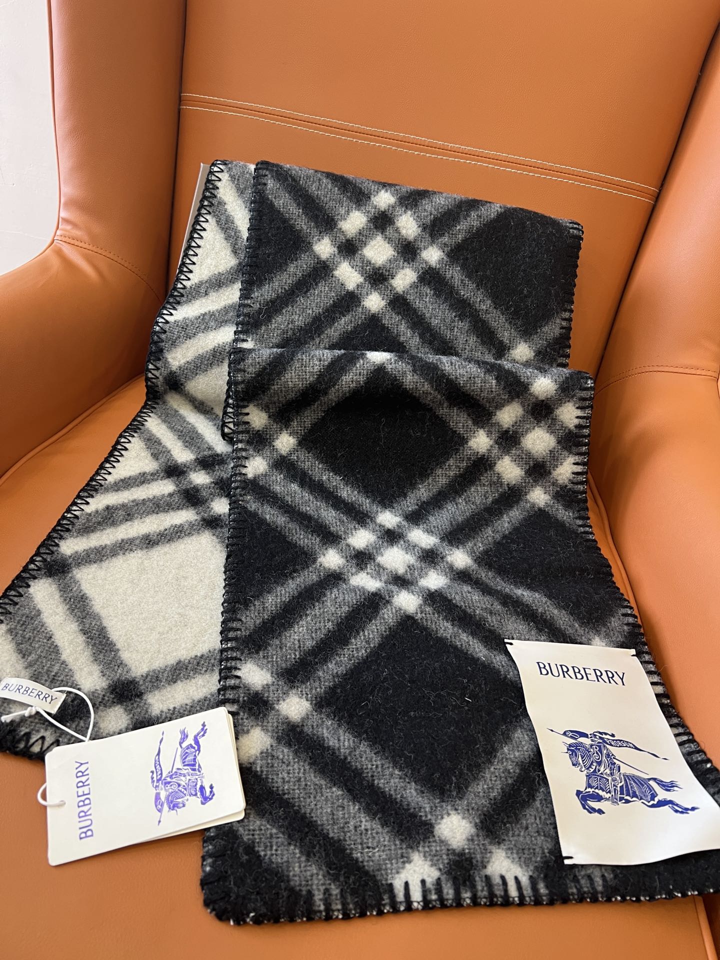 CHECK WOOL 182 CM SCARF BLACK 405055 mysite