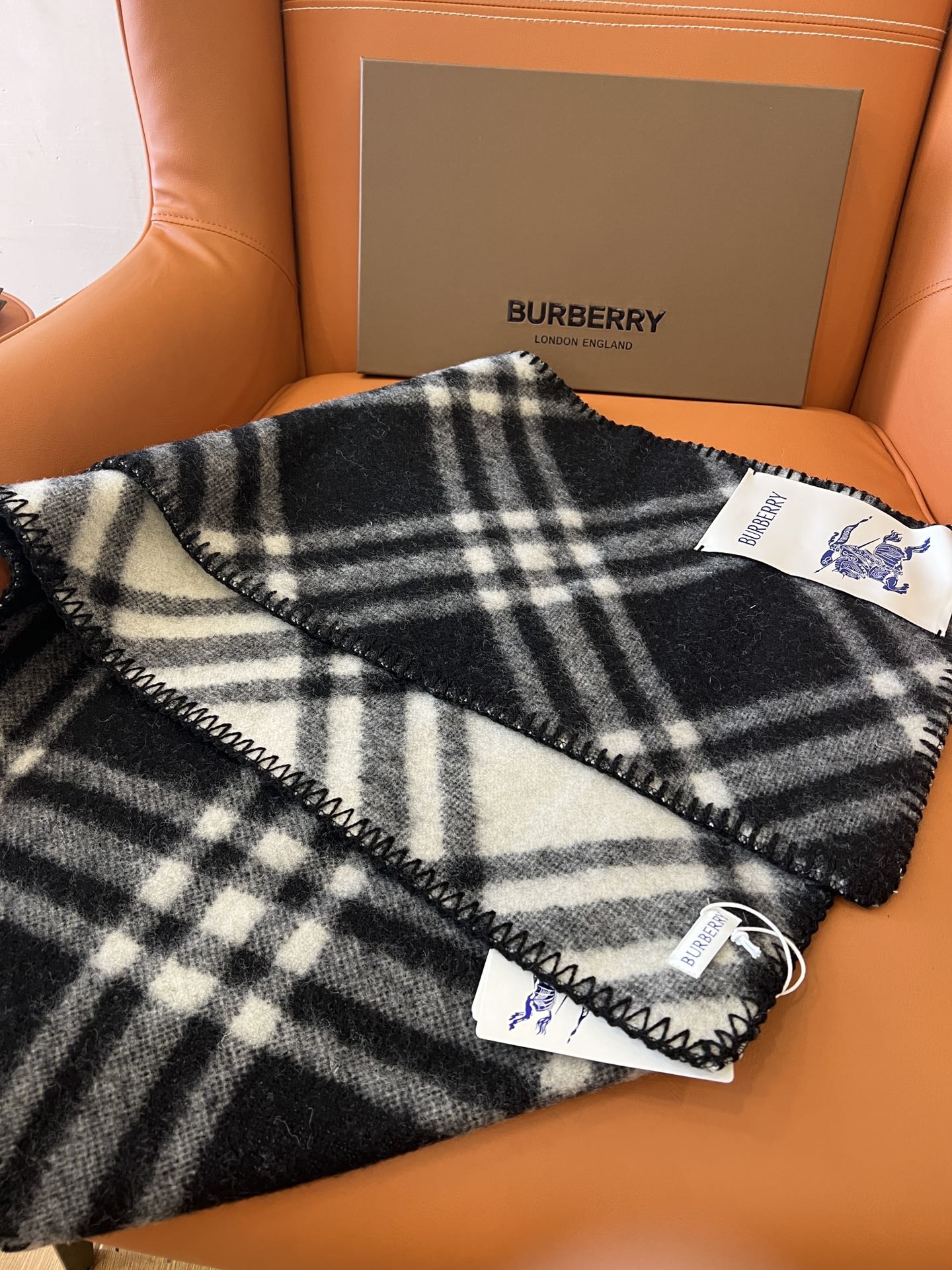 CHECK WOOL 182 CM SCARF BLACK 405055 mysite