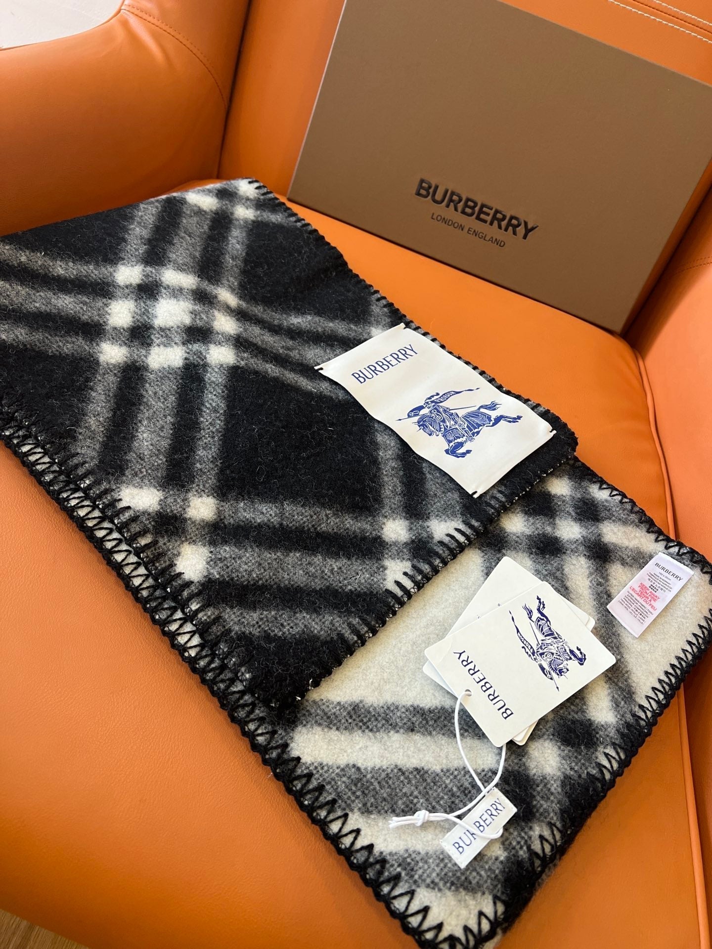 CHECK WOOL 182 CM SCARF BLACK 405055 mysite